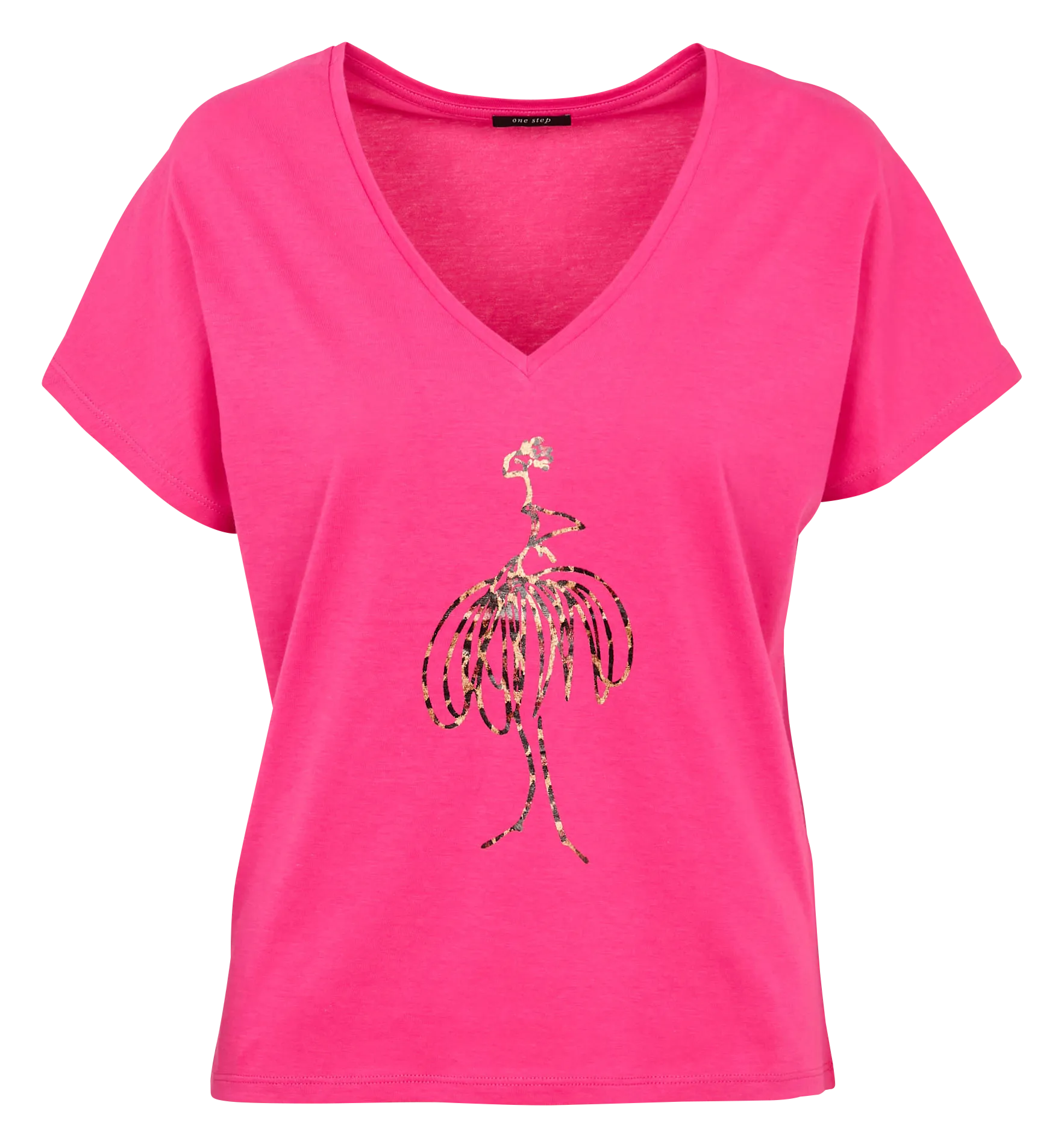 Tee-shirt col V Rose