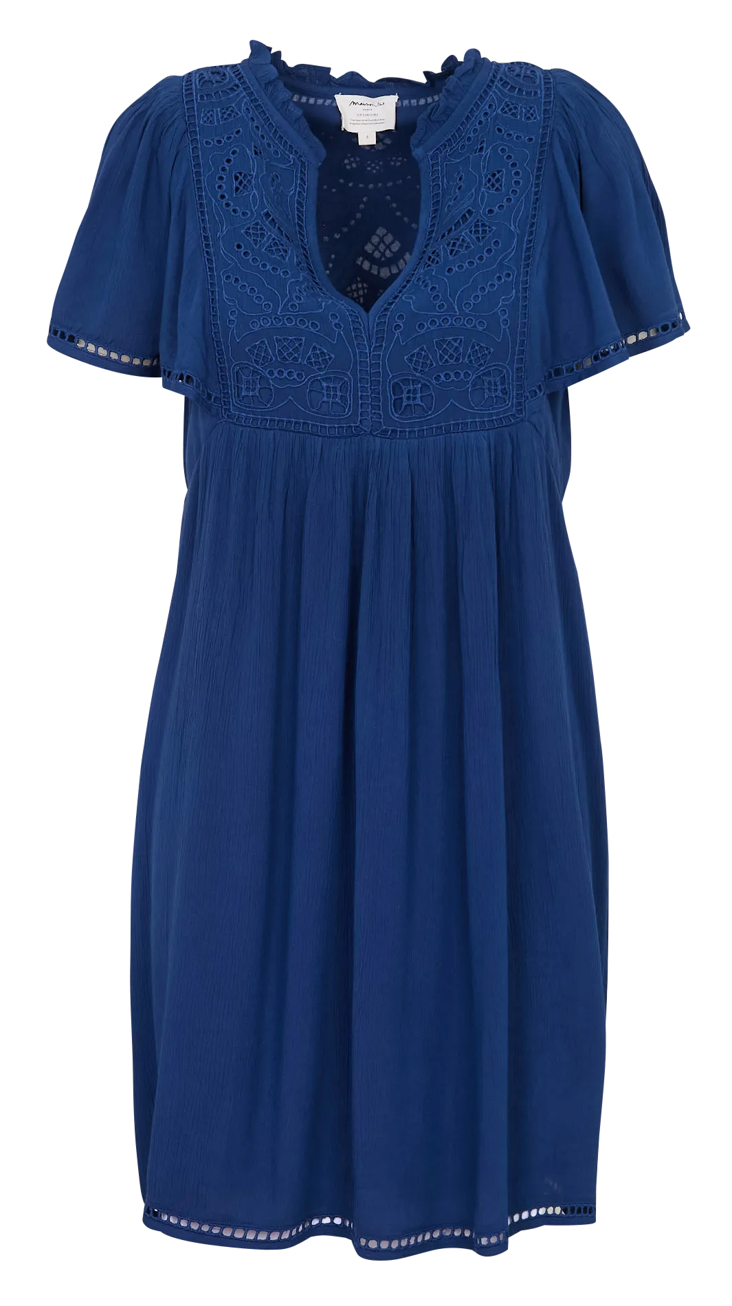 Robe courte col V Bleu ROMANE