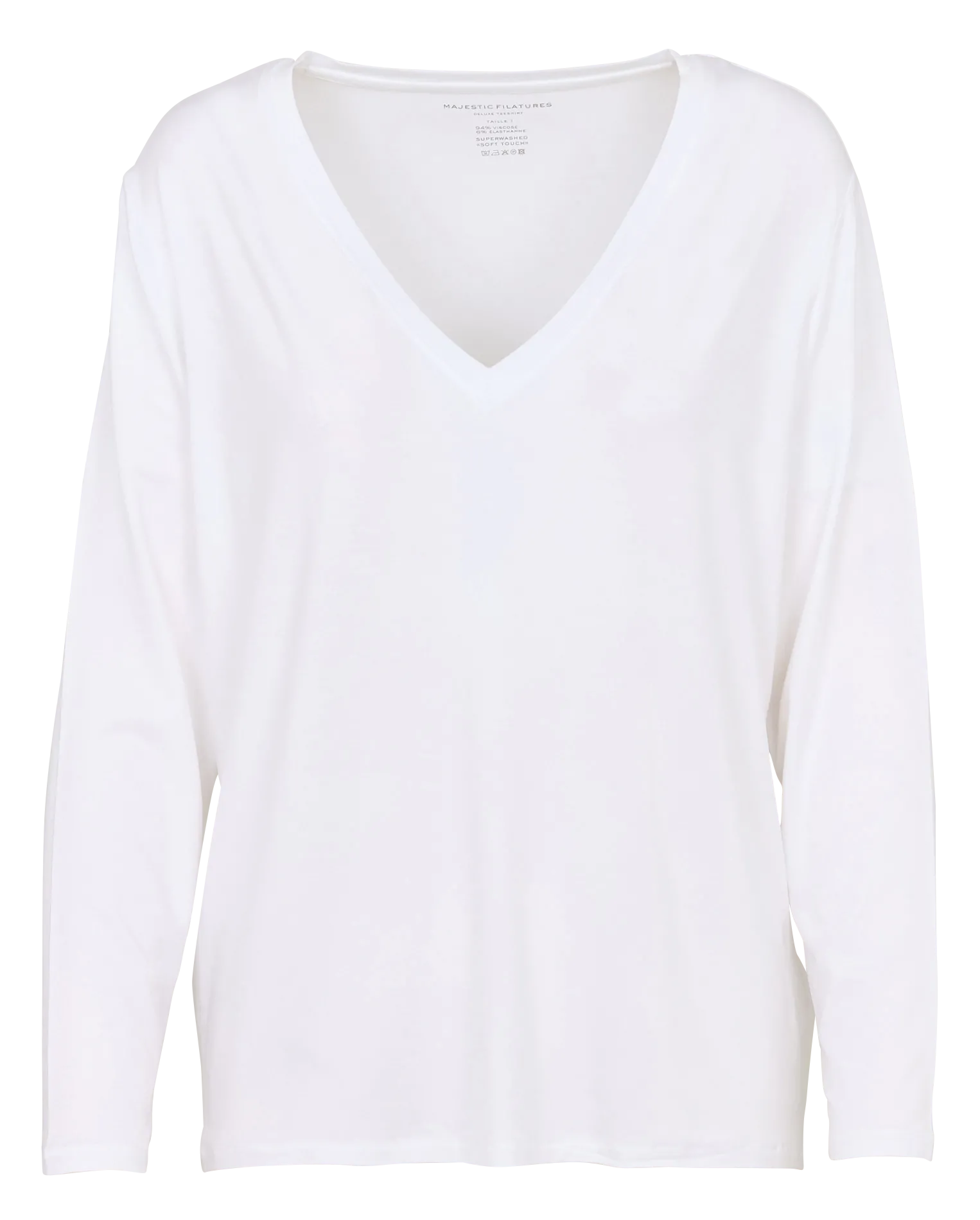 Tee-shirt droit col V Blanc