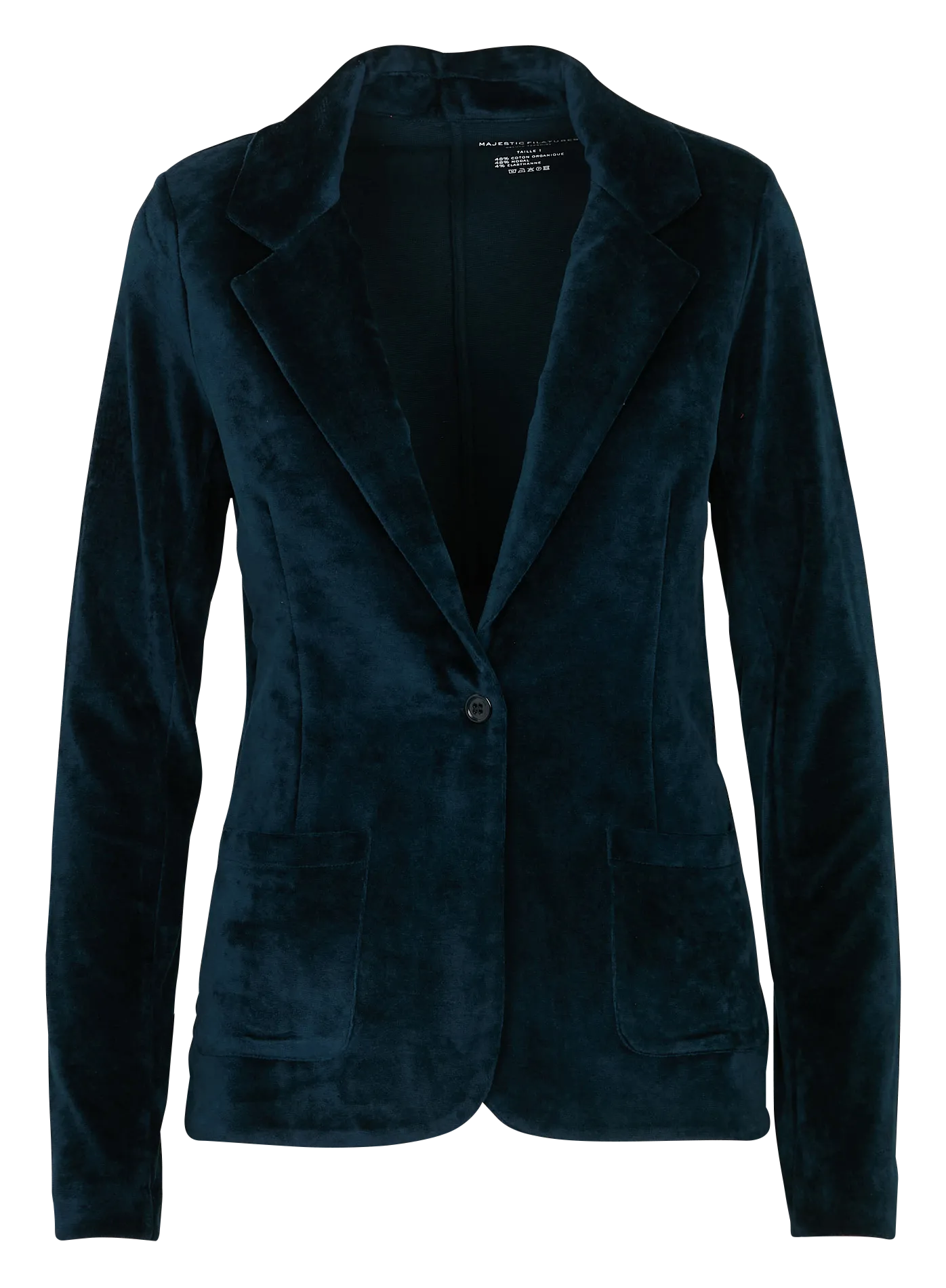 Veste col tailleur en velours Bleu