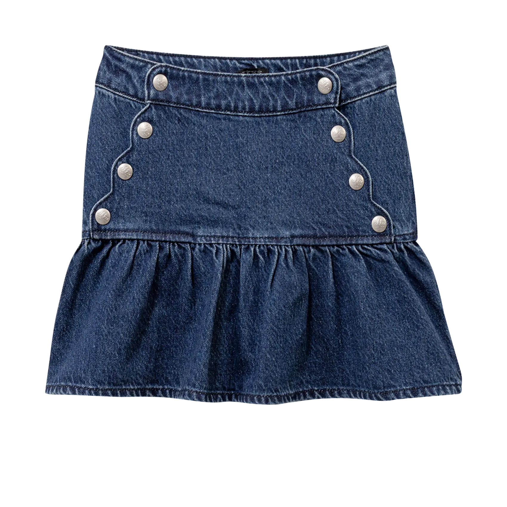 Jupe en jean pressions en coton Bleu