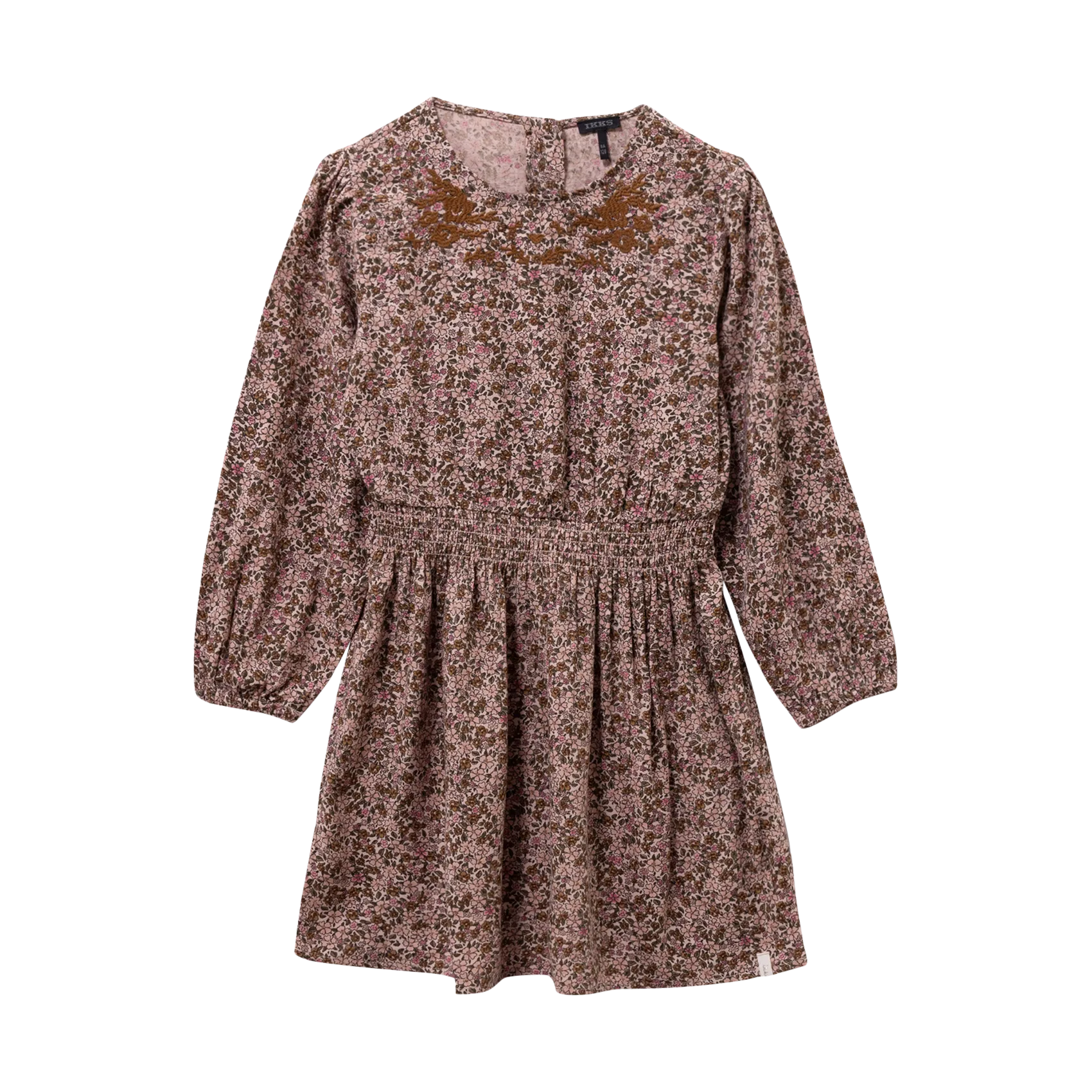 Robe courte unie à broderies Rose