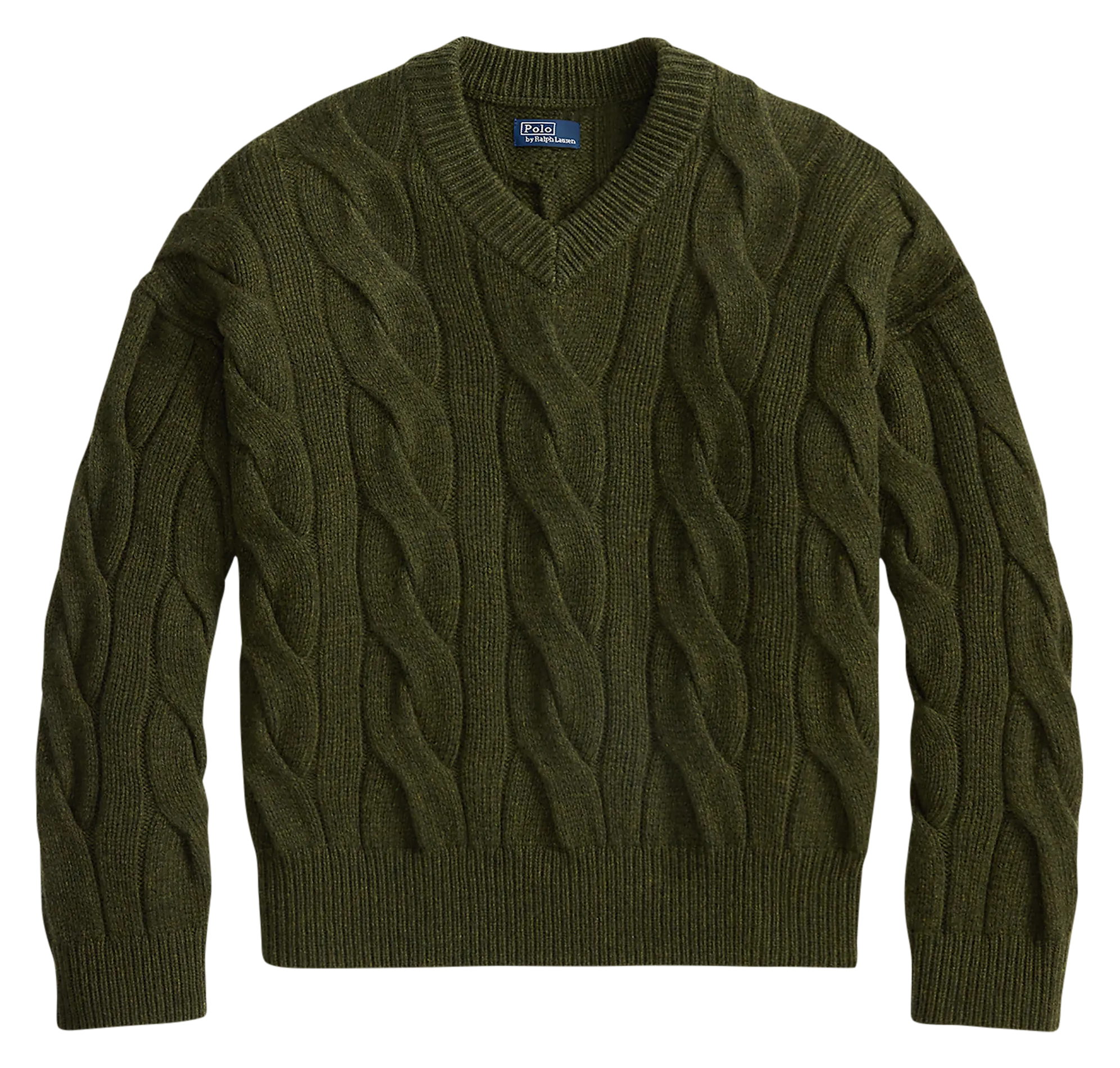 Pull droit col V en laine et cachemire mélangé Vert