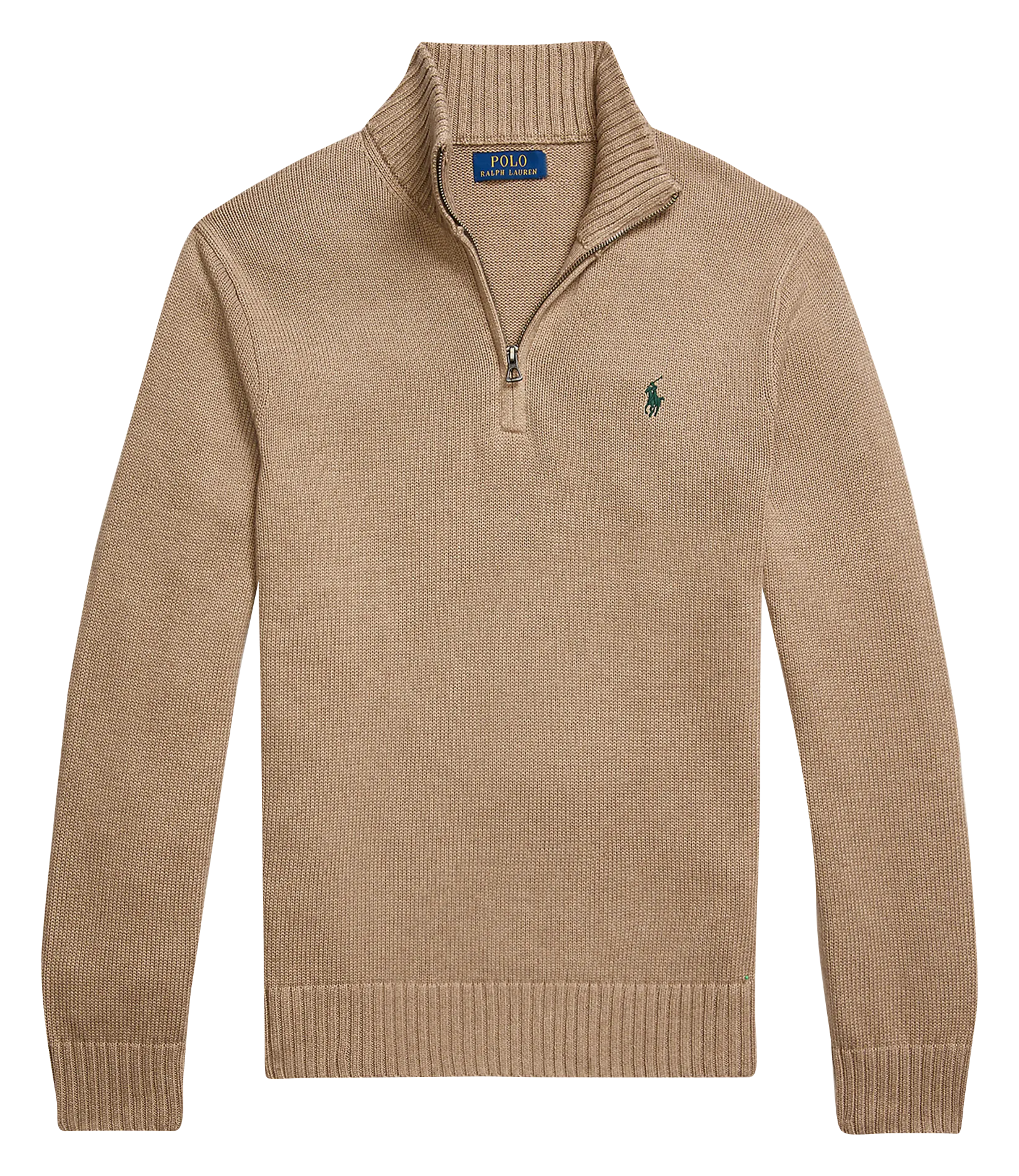 Pull col zippé en coton Marron