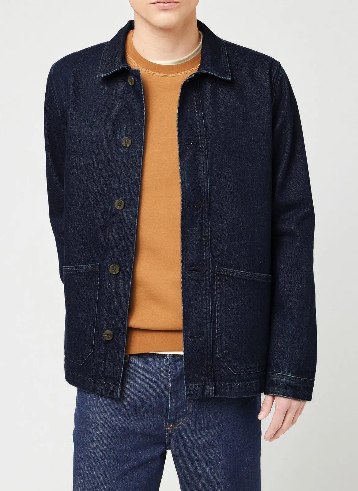 Chemise col classique en denim de coton mélangé Jean brut LIFFRE