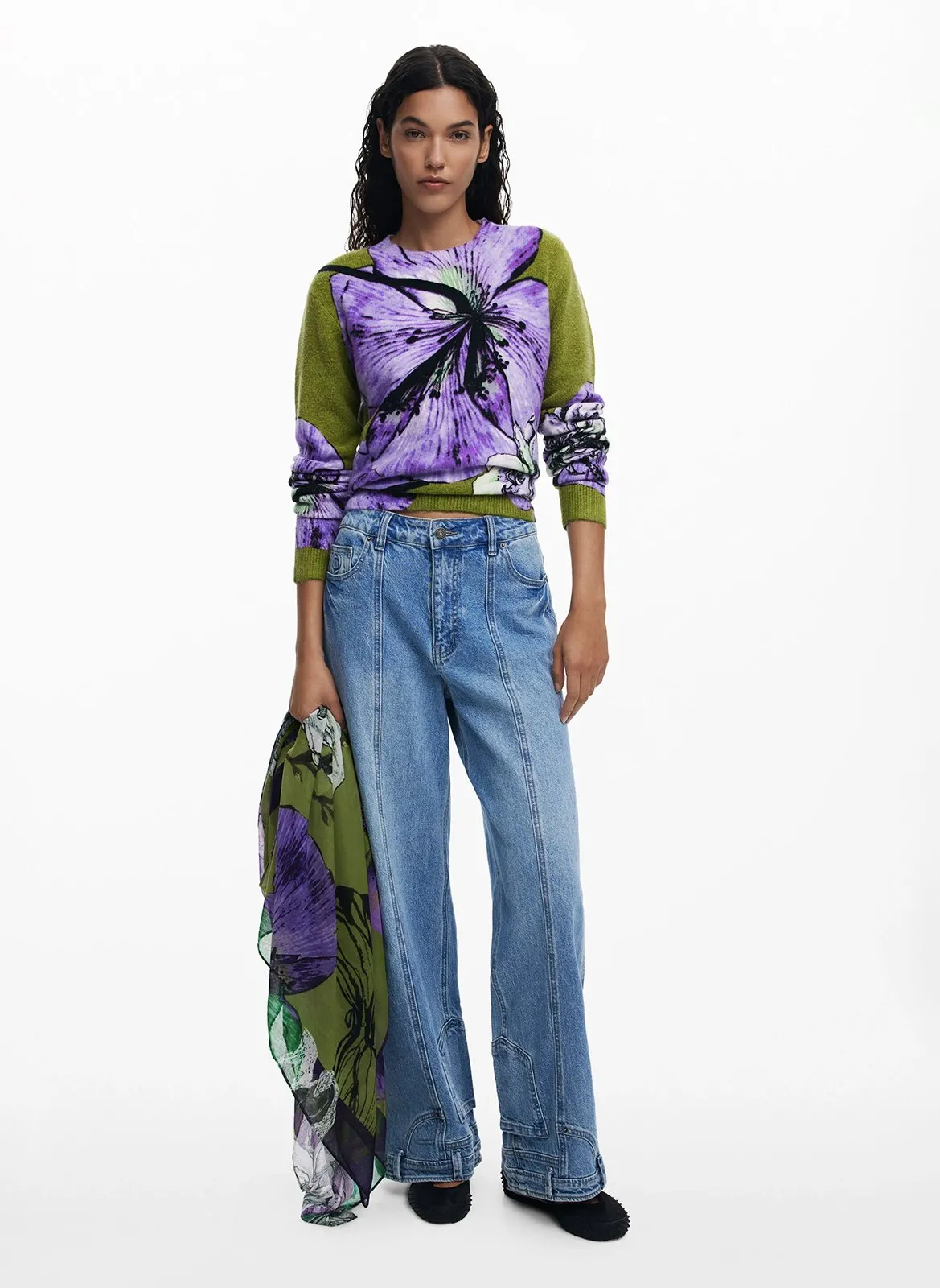 Foulard à imprimé floral Vert