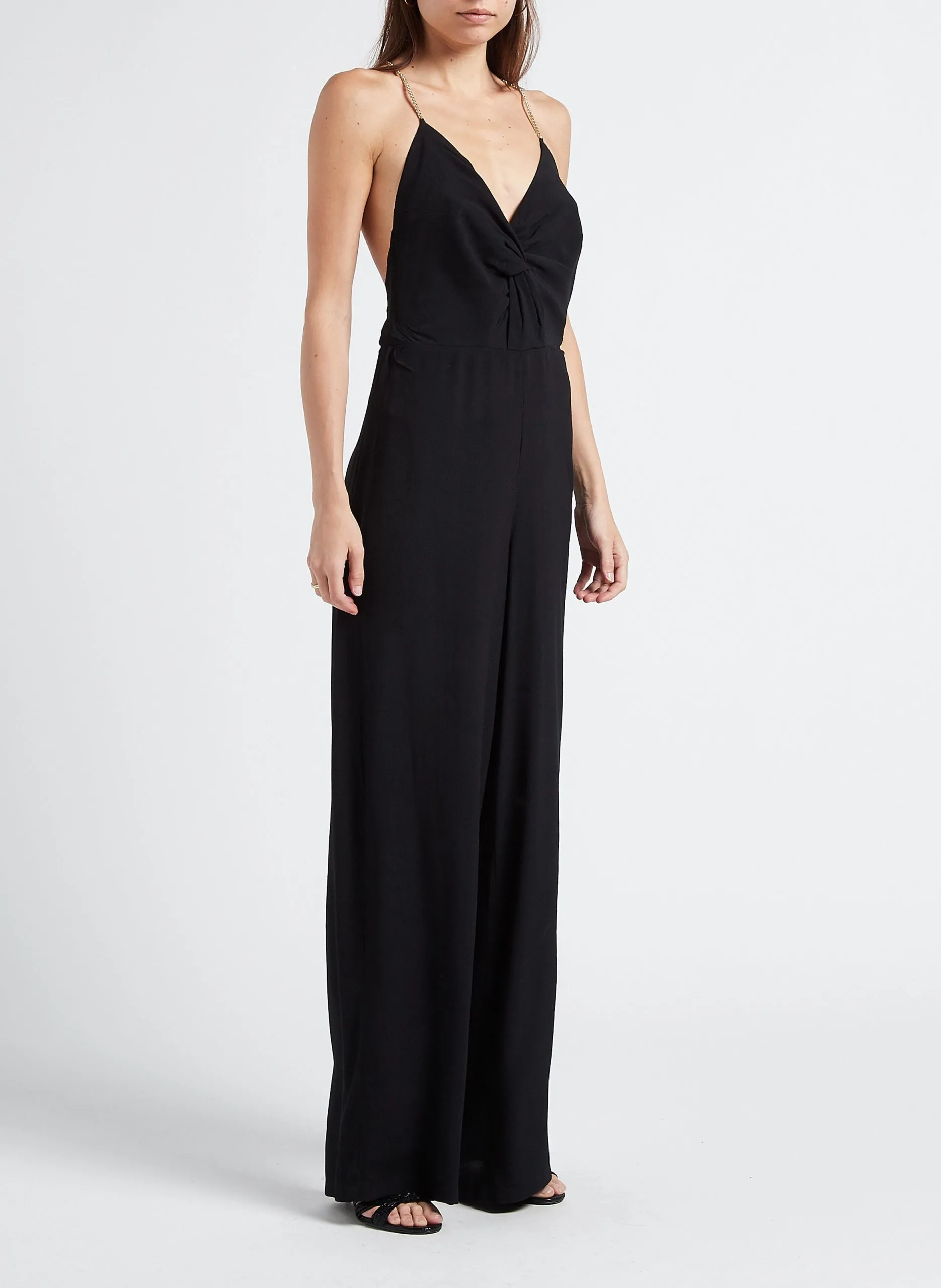 Combinaison évasée avec des bretelles à chaine Noir FIFIA