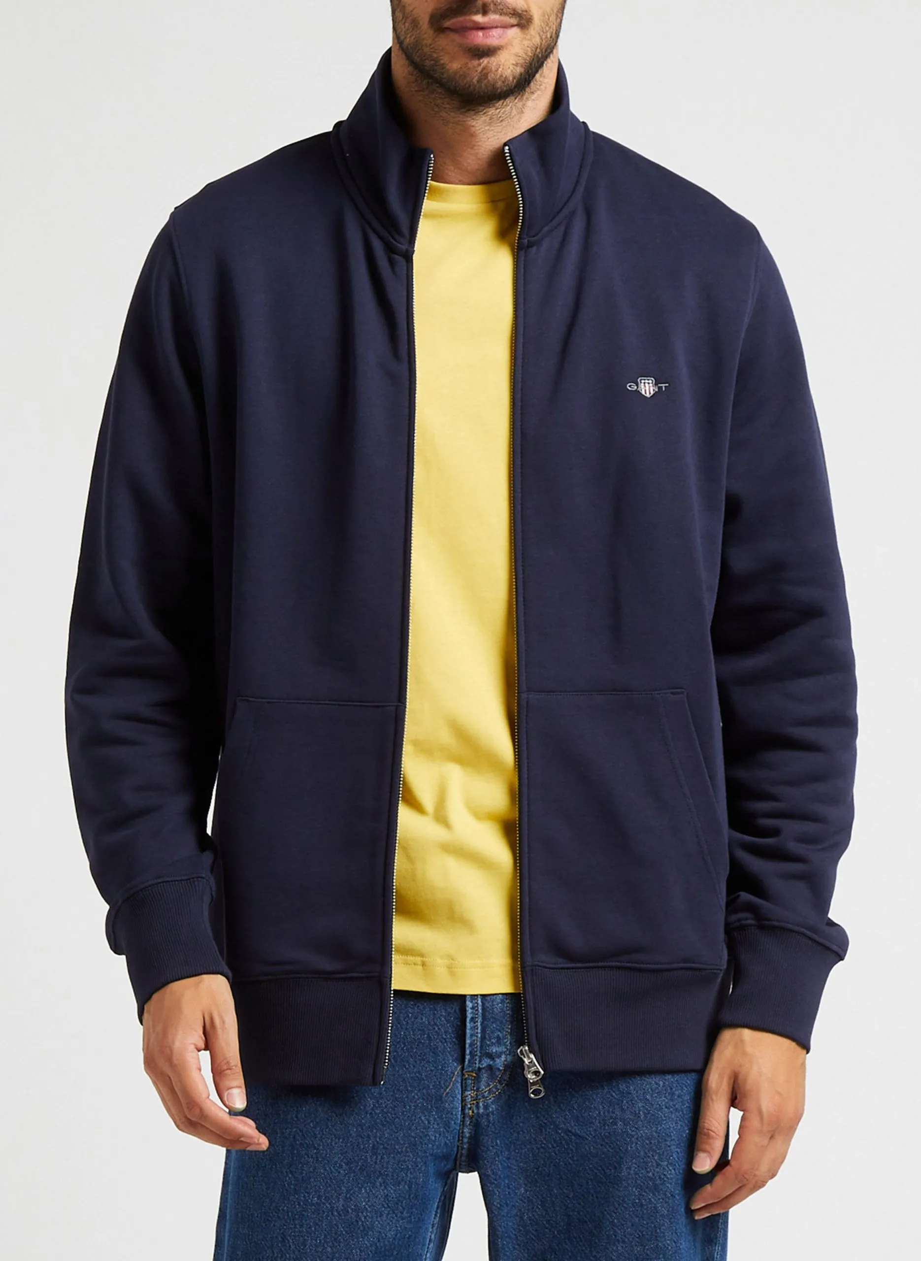 Sweat regular-fit col montant en coton mélangé Bleu