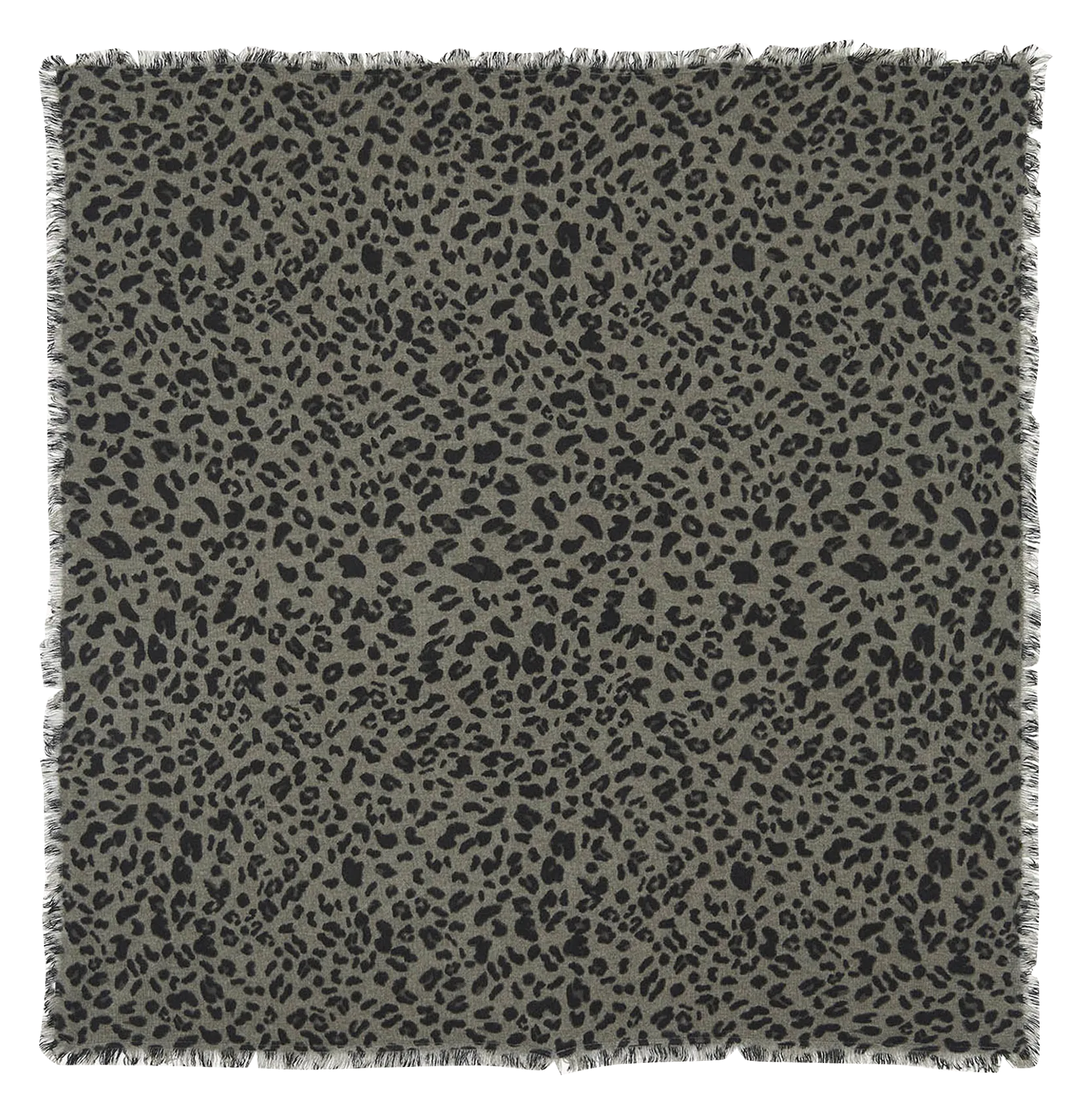 Foulard imprimé léopard en cachemire Kaki HACHIKO
