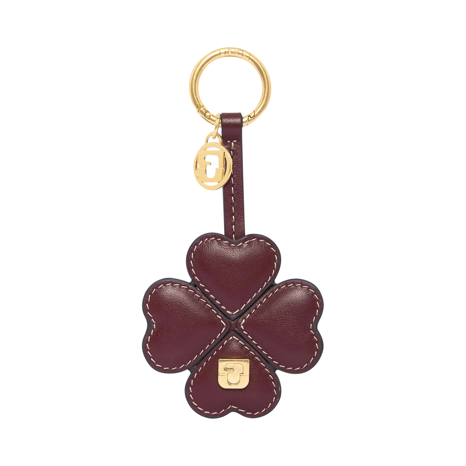 Porte-clé en cuir Rouge 4 FEUILLES GD