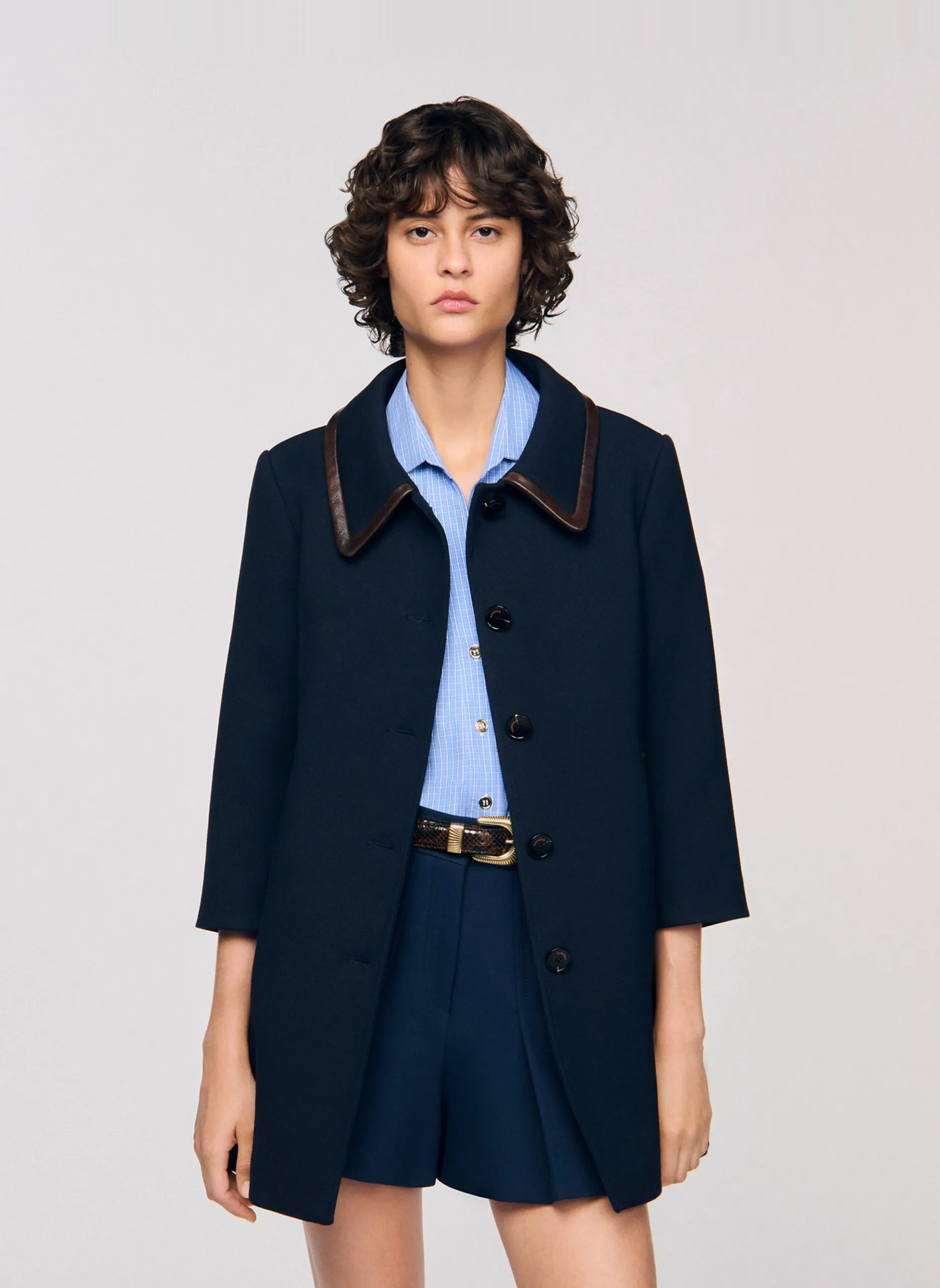 Manteau col chemise Bleu
