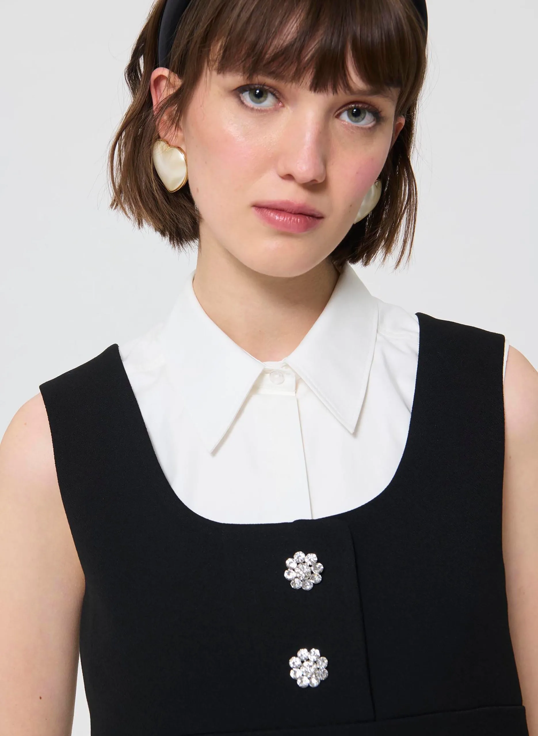 Plastron col classique en coton Blanc ALEX