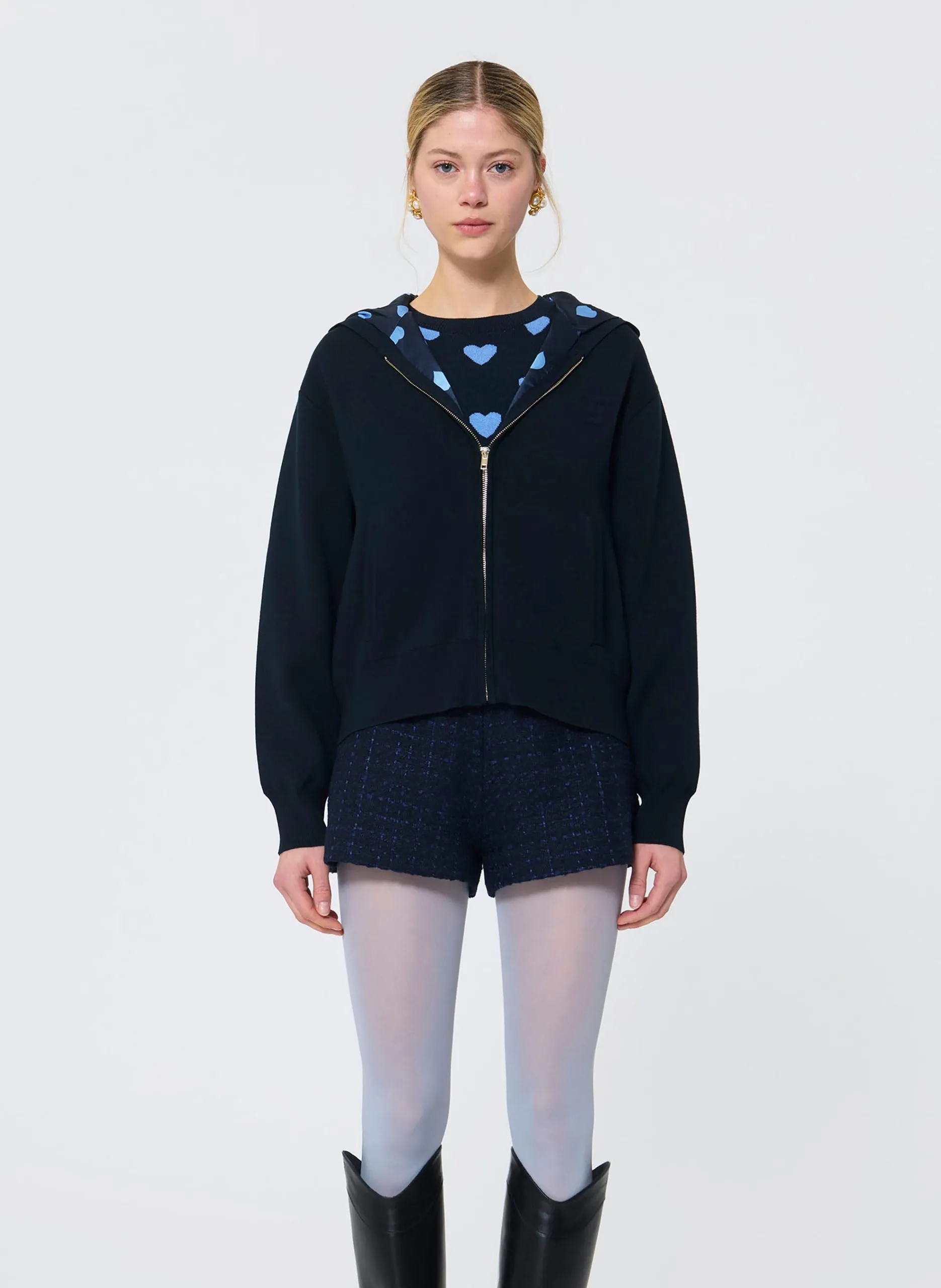 Sweat zippé à capuche Bleu GIANNI