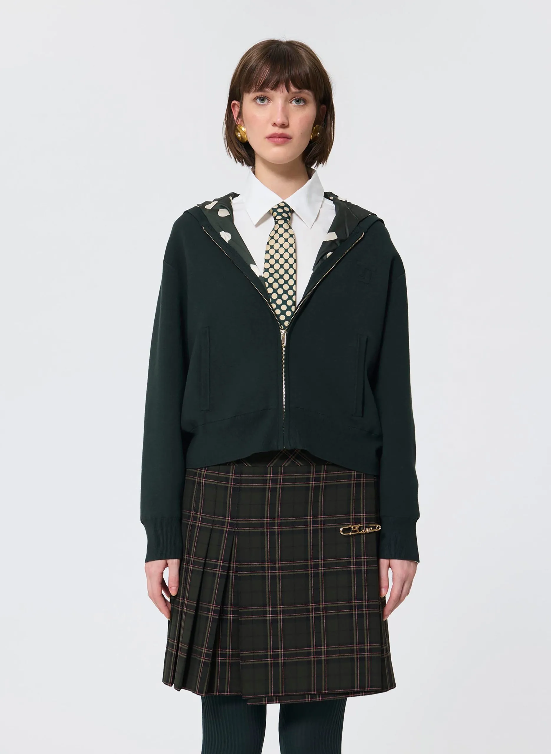 Sweat zippé à capuche Vert GIANNI