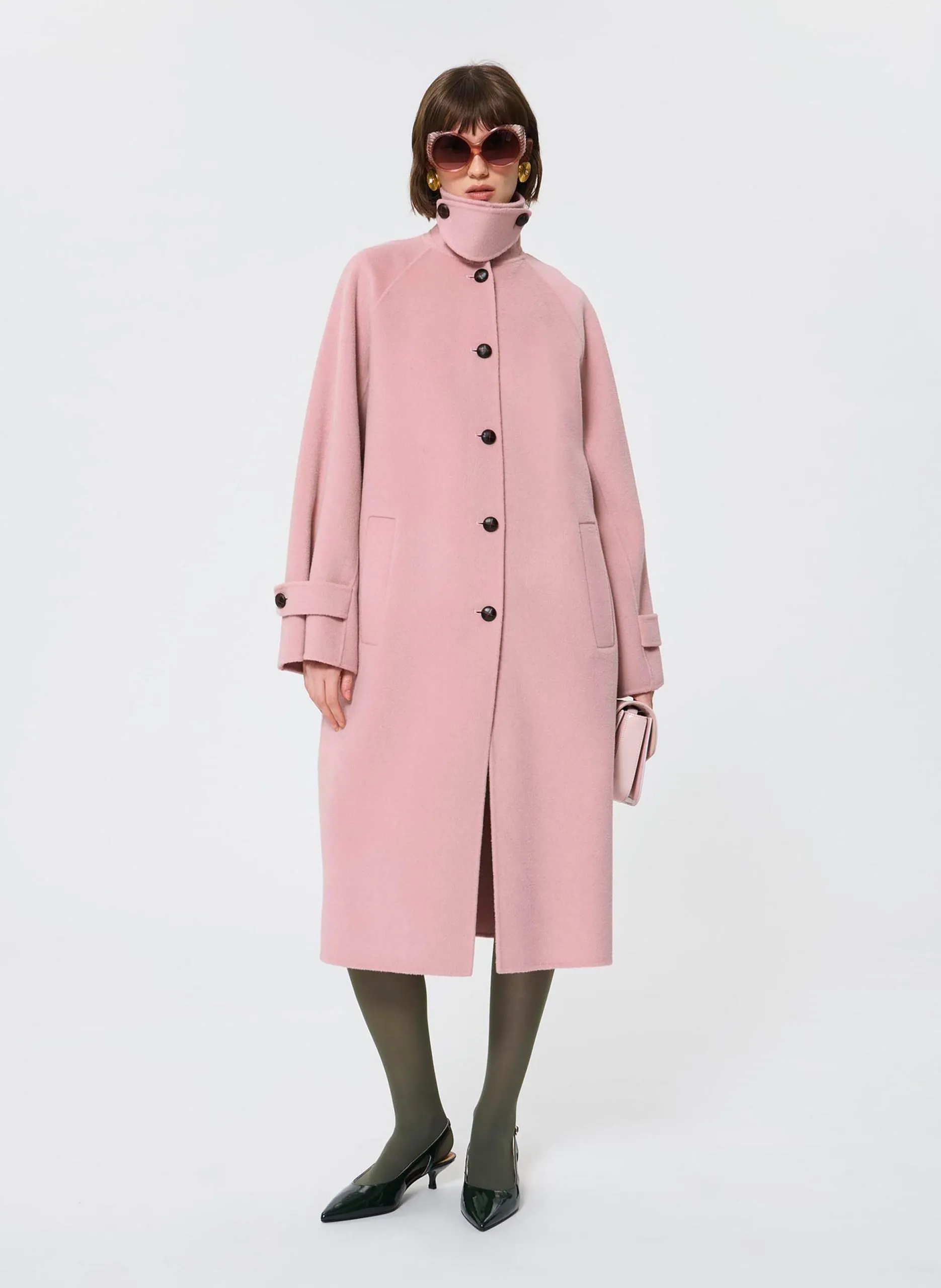 Manteau col classique en laine mélangée Beige MAHE