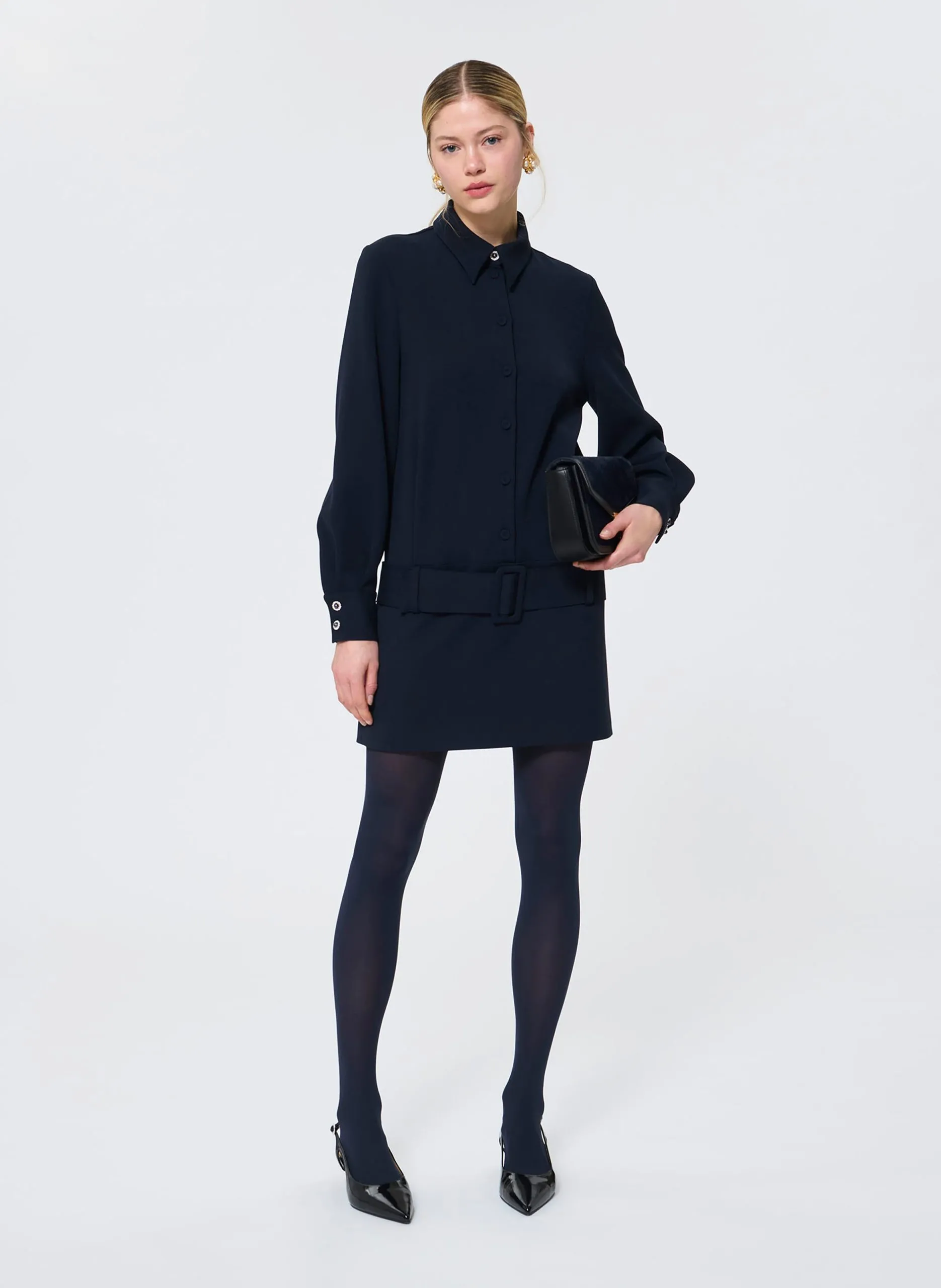 Robe courte col classique Bleu RUTH