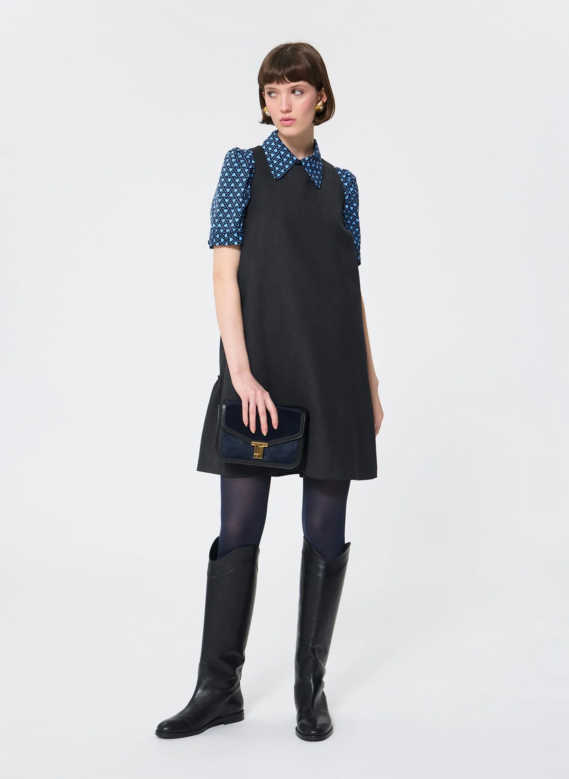 Robe sans manches en laine mélangée Gris ROSABEL