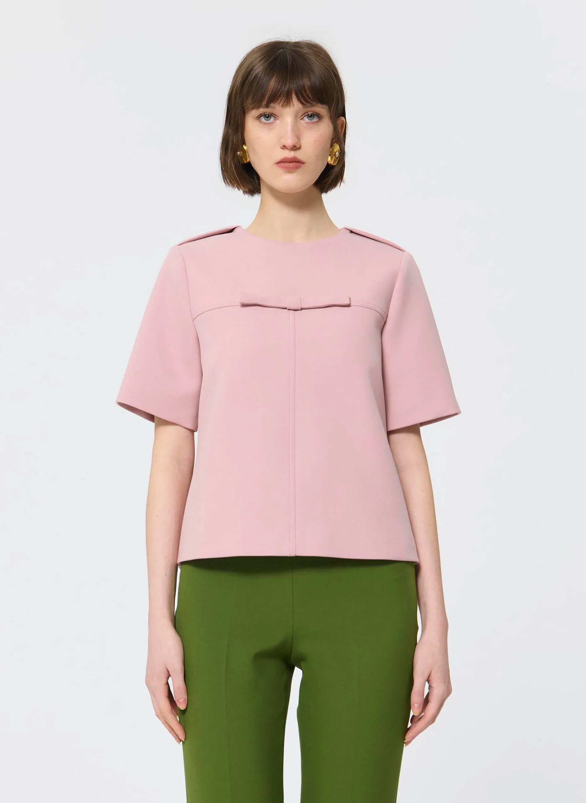 Top droit uni à nœud Beige TEA