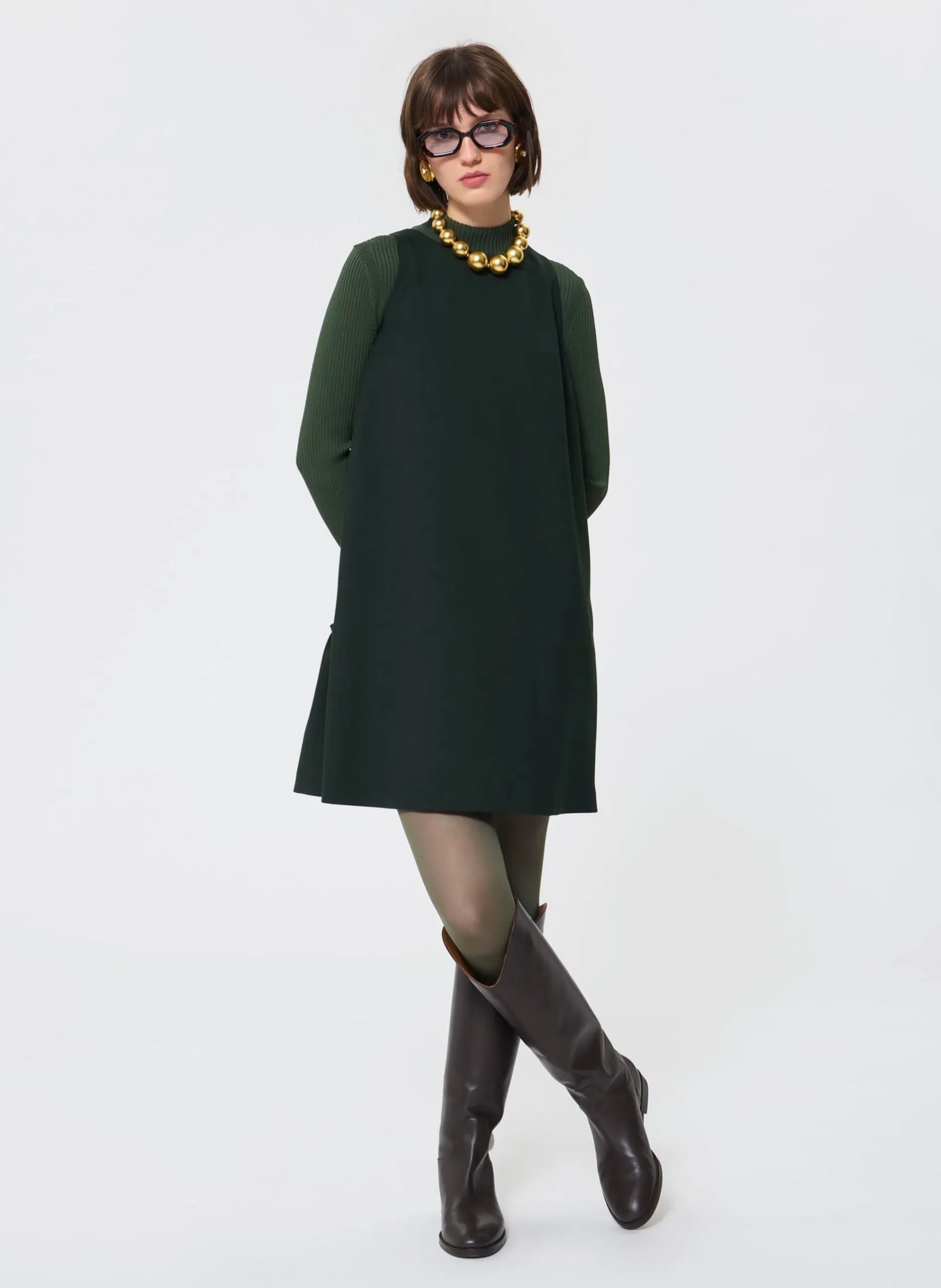 Robe sans manches en laine mélangée Vert ROSABEL
