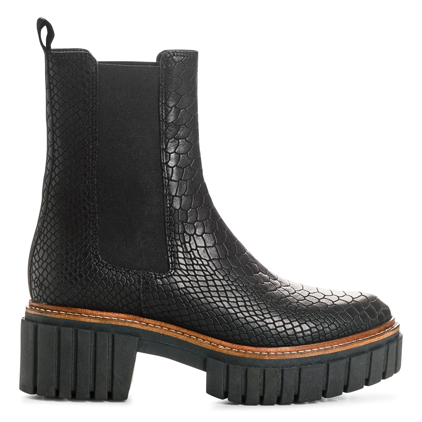 Bottines en cuir aspect croco Noir BASEA