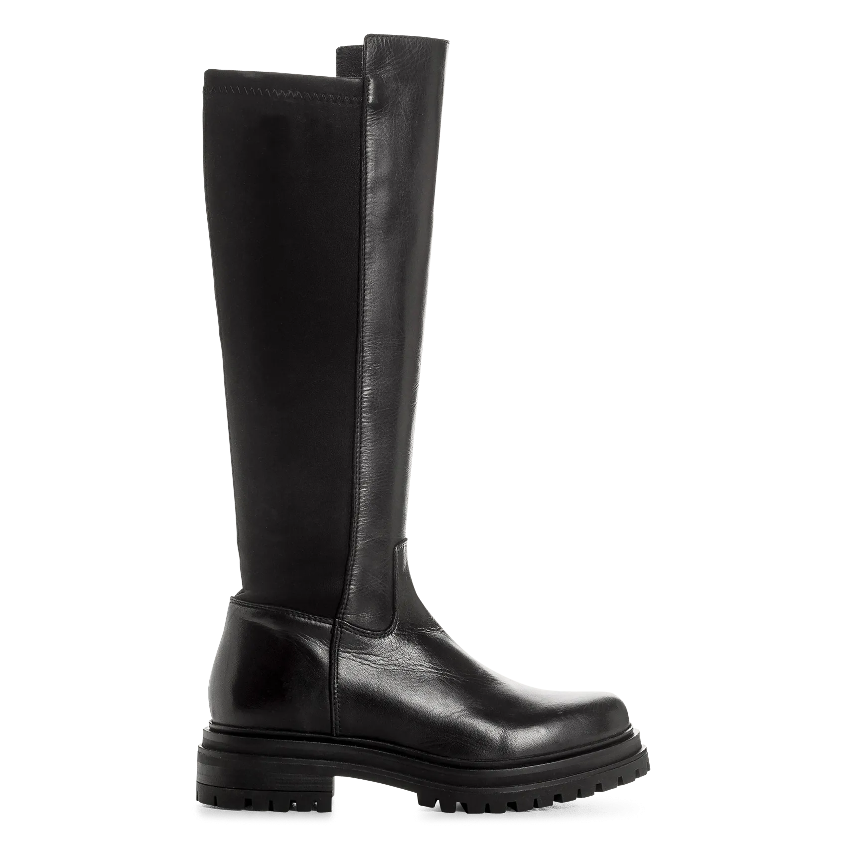 Bottes cavalière unies en cuir mélangé Noir SIRACUSE