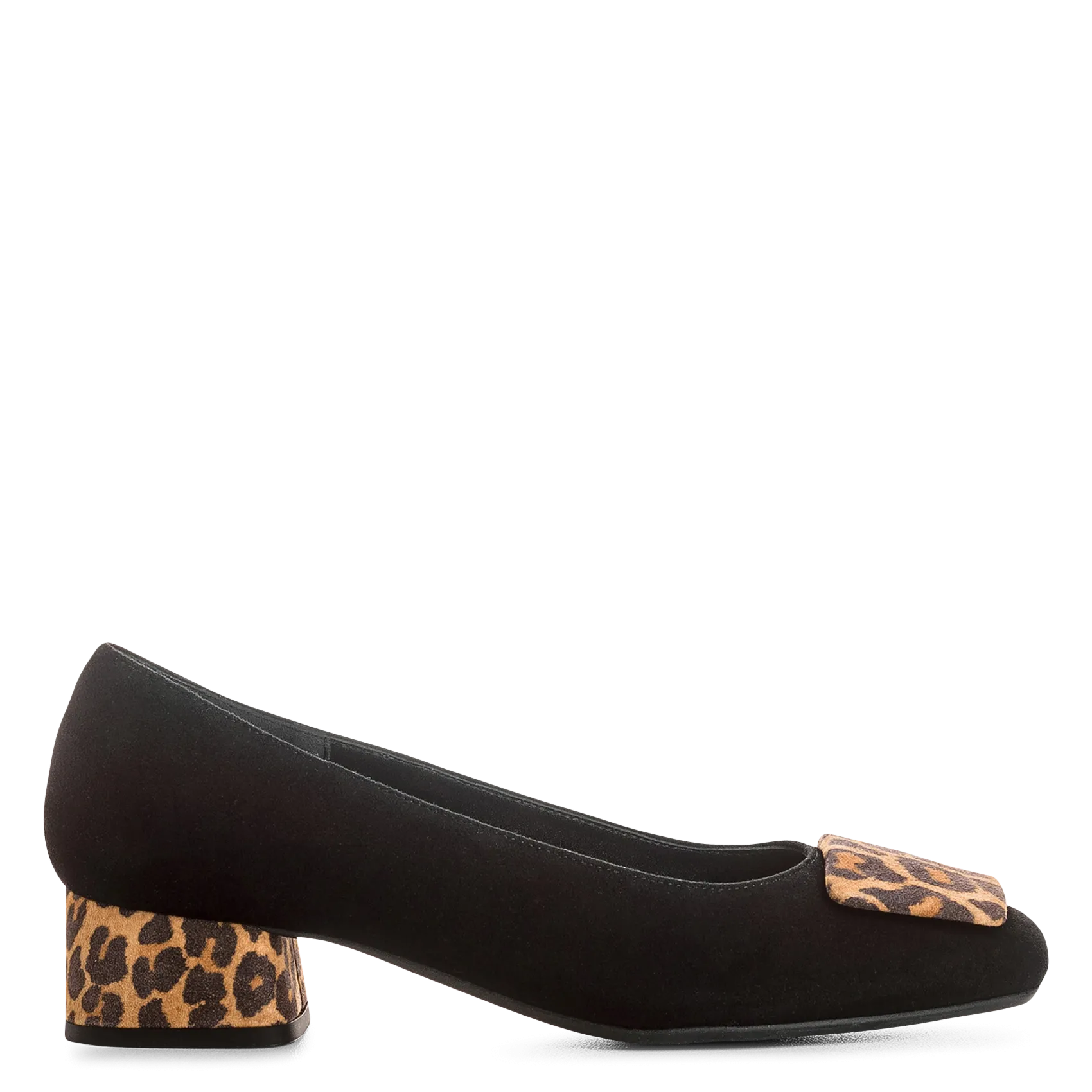 Ballerines à talons détails léopard en cuir Noir KEFIR