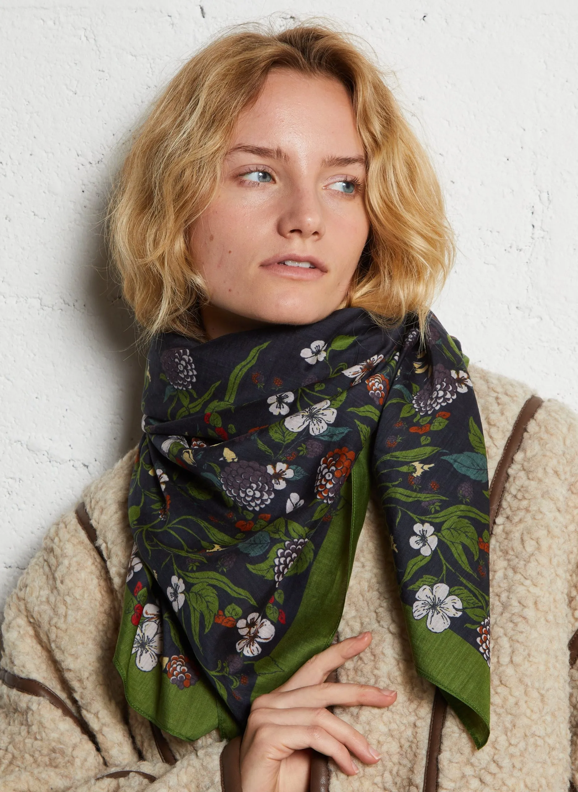 Foulard en coton mélangé imprimé Noir
