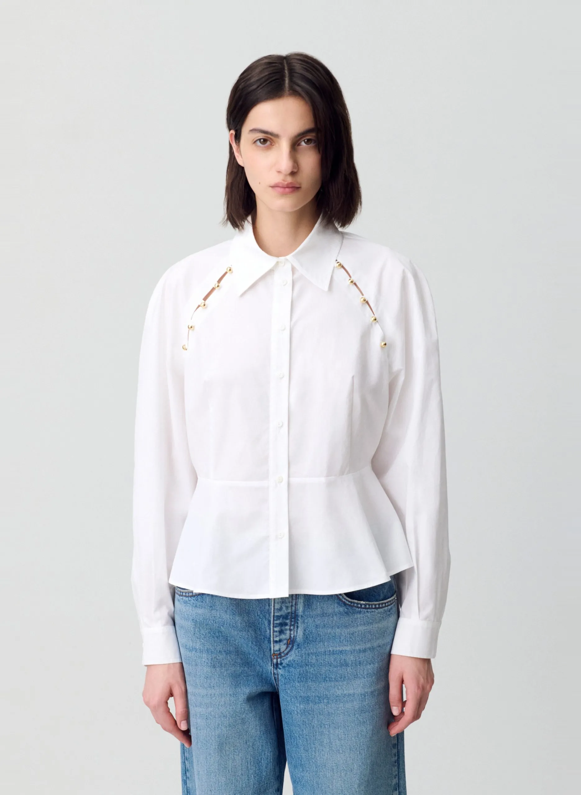 Chemise courte boutonnée en coton Blanc CHLOELIABIS