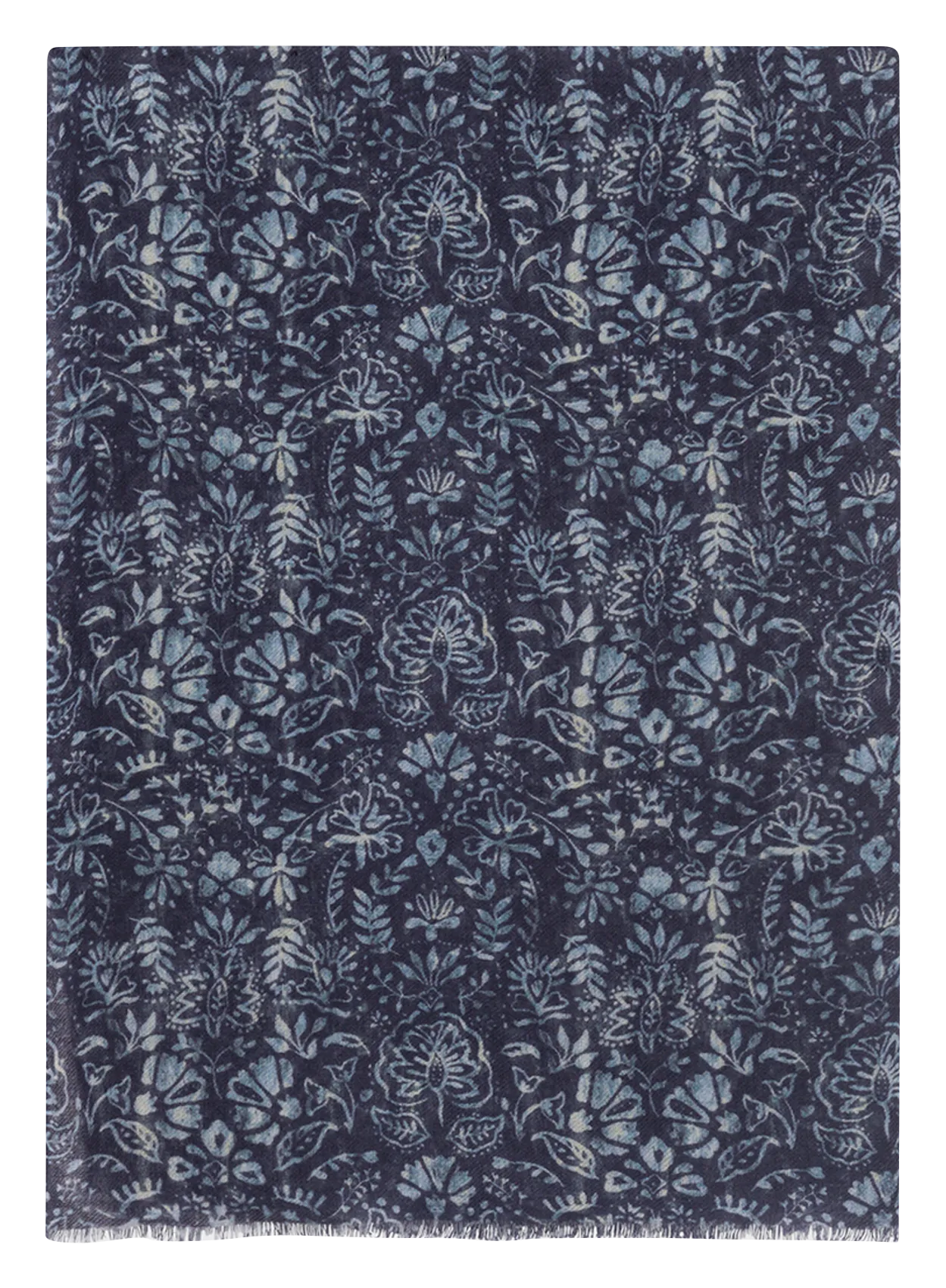 Echarpe imprimée en laine et soie Bleu ROMILLY