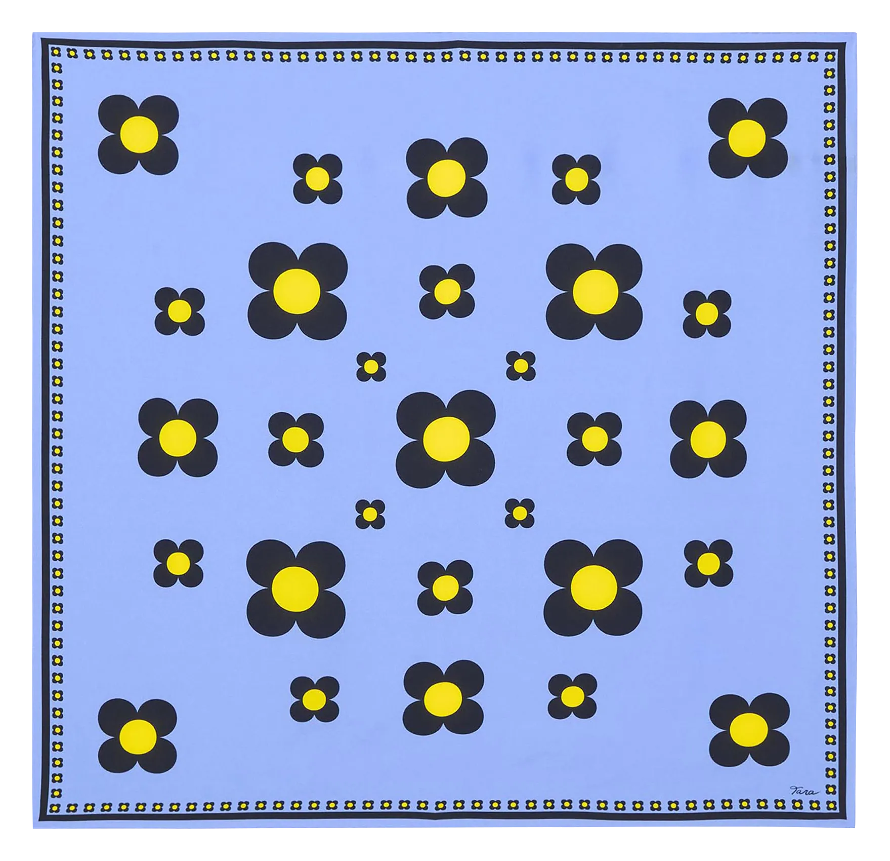 Foulard carré imprimé en soie Bleu EVE