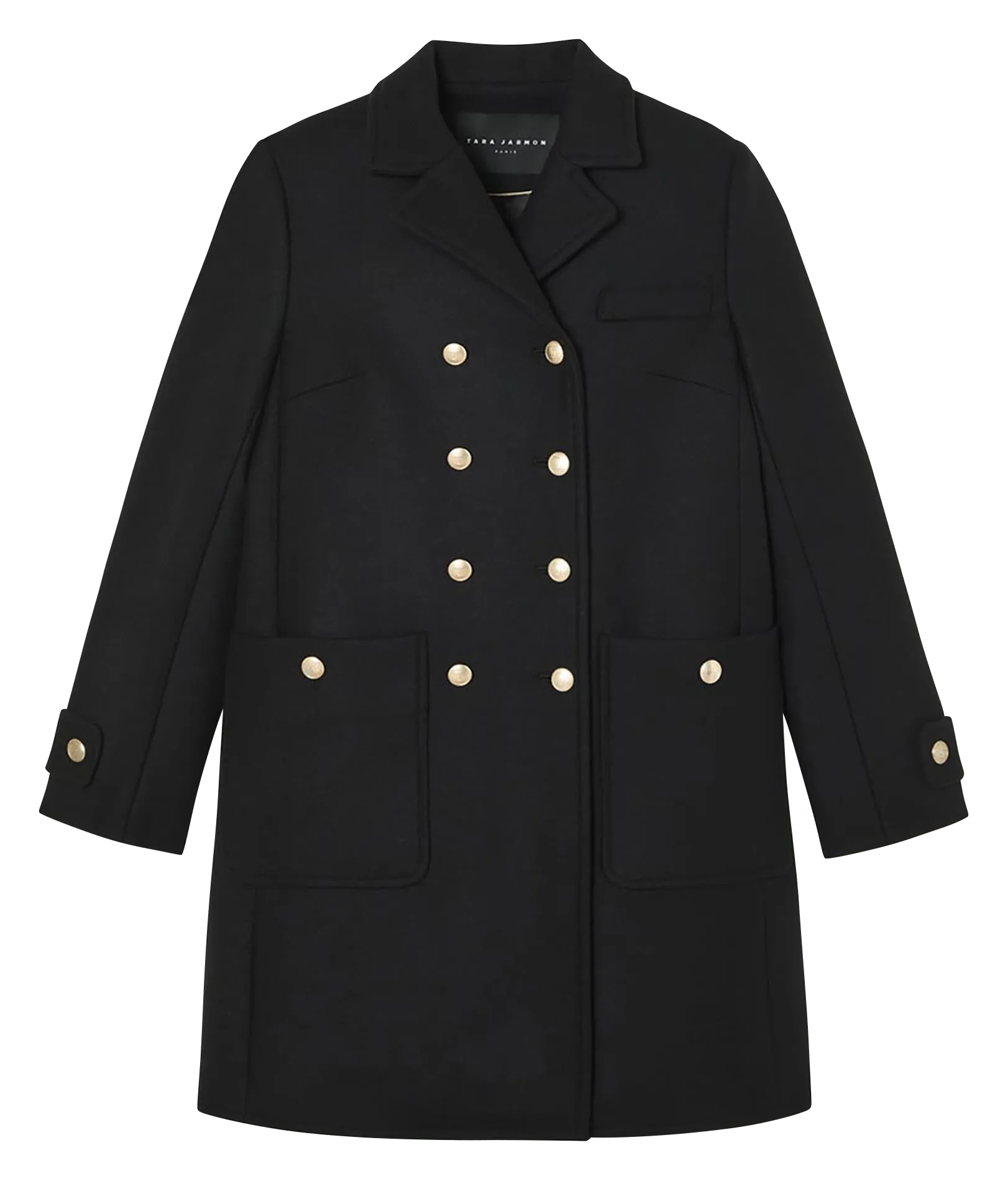 Manteau col tailleur en laine mélangée Noir MANON