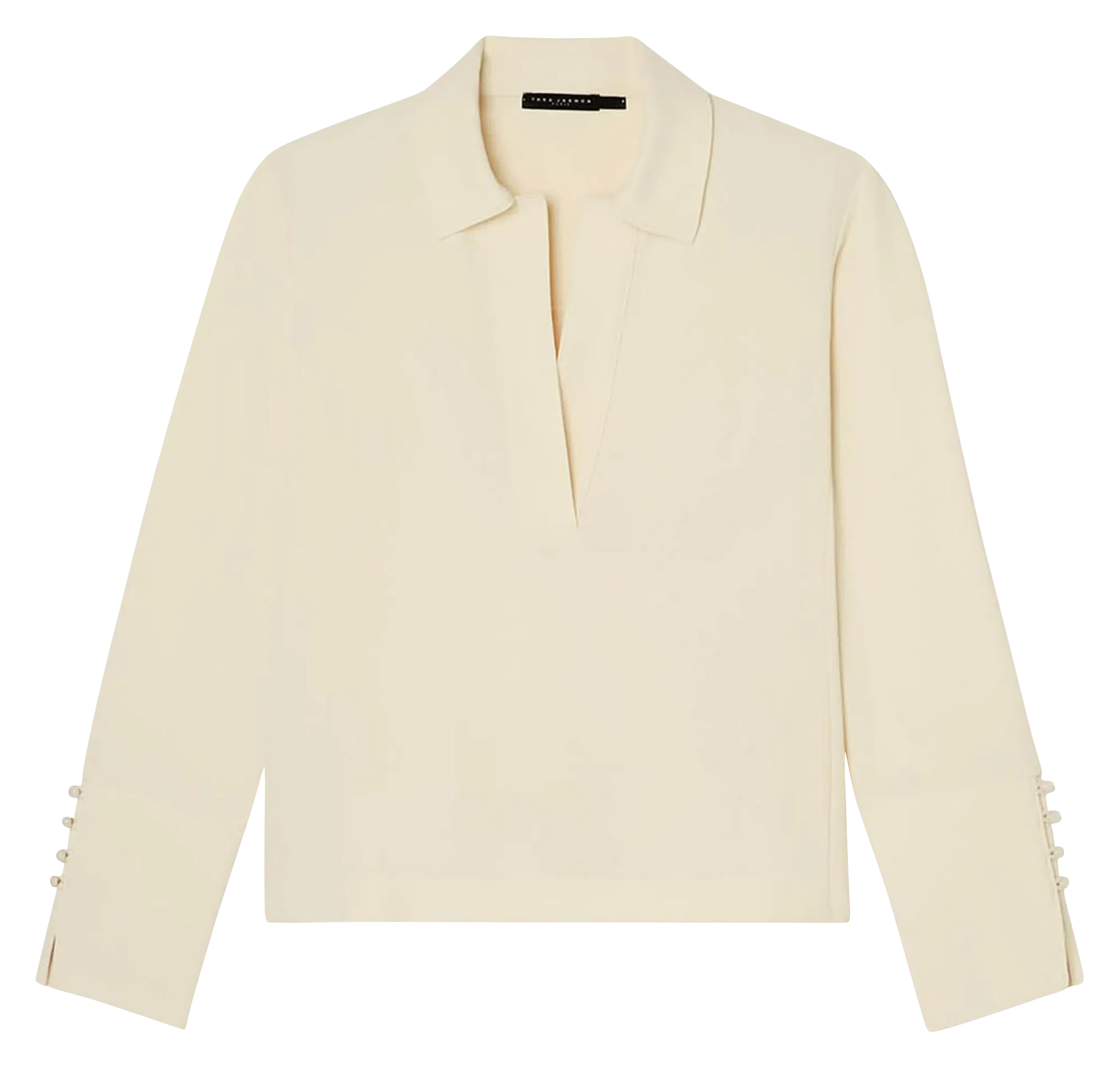 Top col polo manches longues uni Beige TIPHAINE