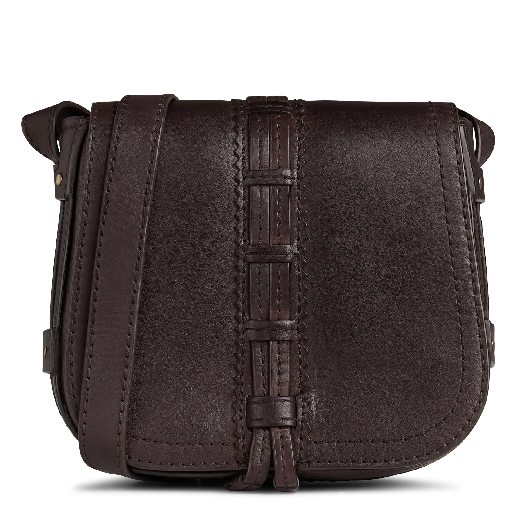 Sac bandoulière en cuir Marron LUCIEN MINI