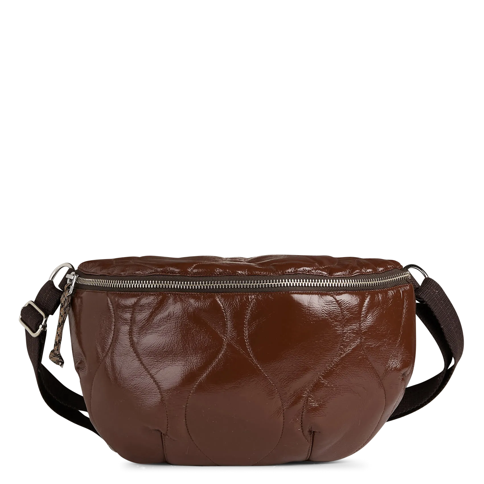 Sac banane zippé en simili-cuir ondulé Marron HOSIE