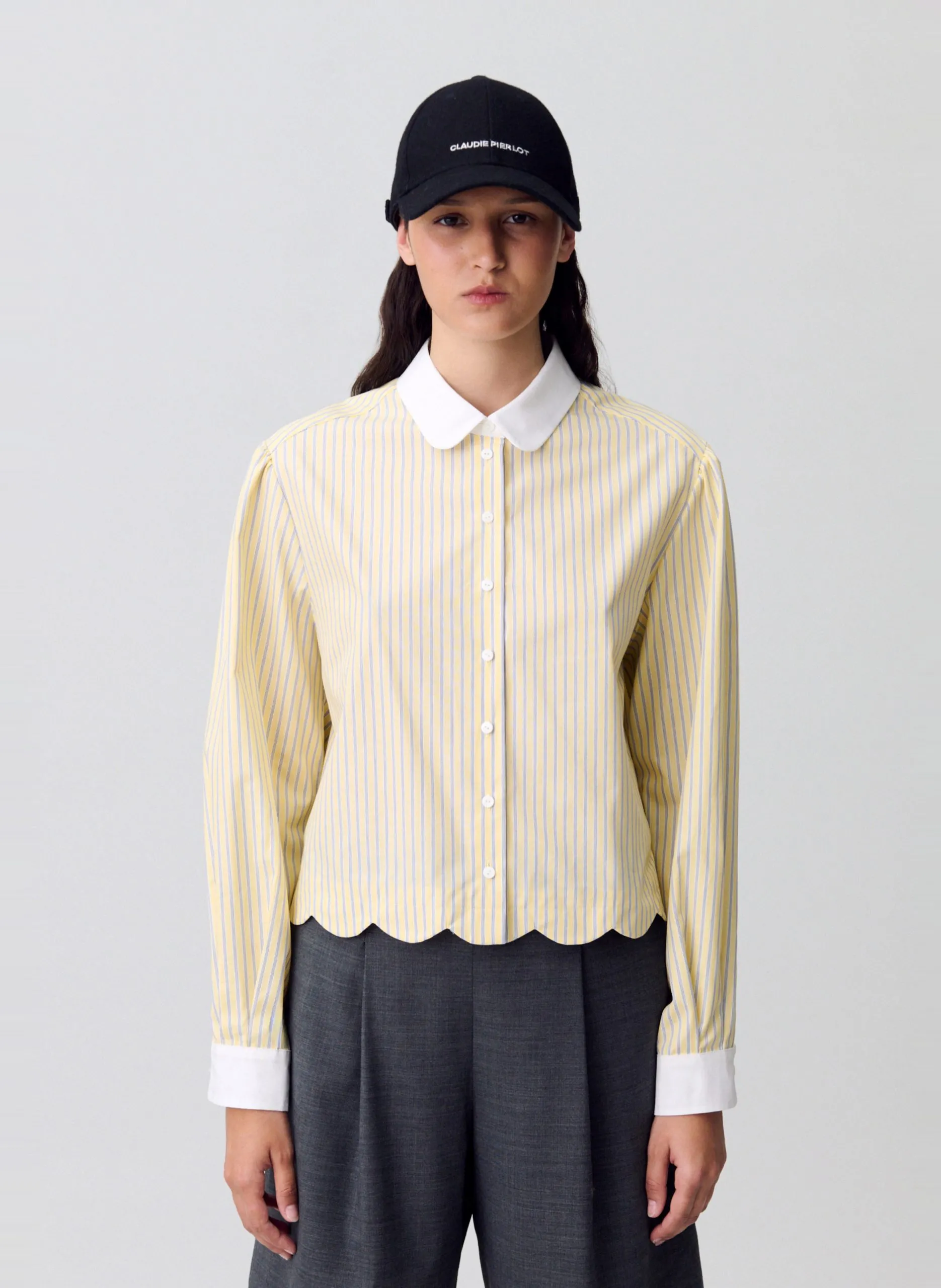 Chemise col claudine en coton Multicolore