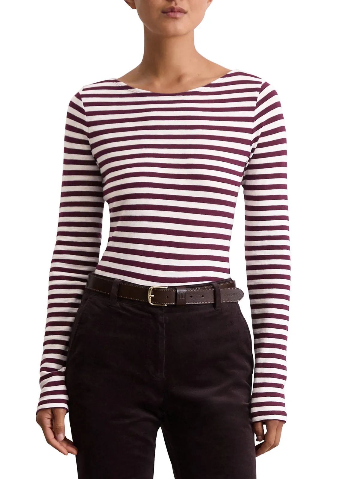 Tee-shirt droit en coton rayé Multicolore