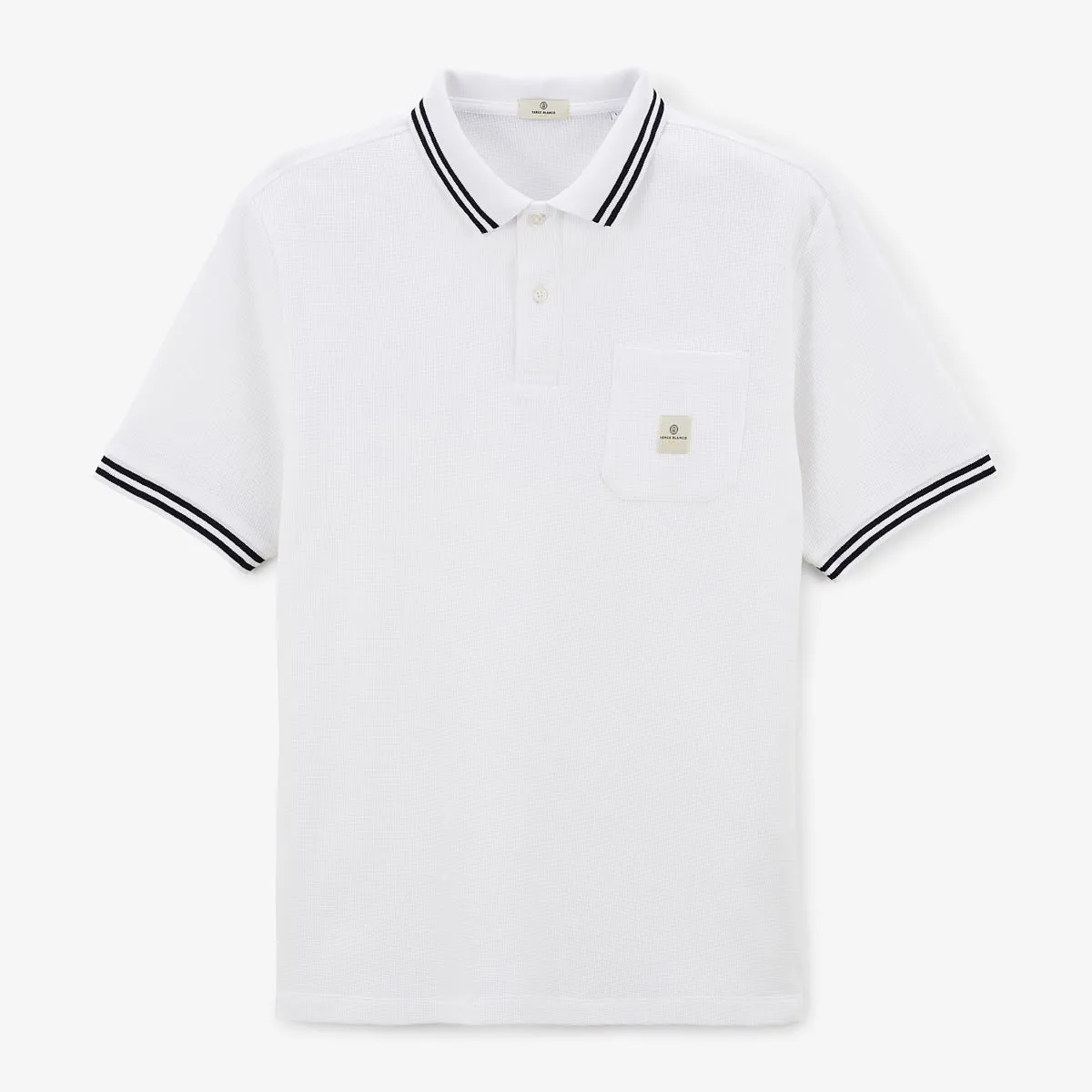 Polo manches courtes tissu gaufrette Blanc LORCA