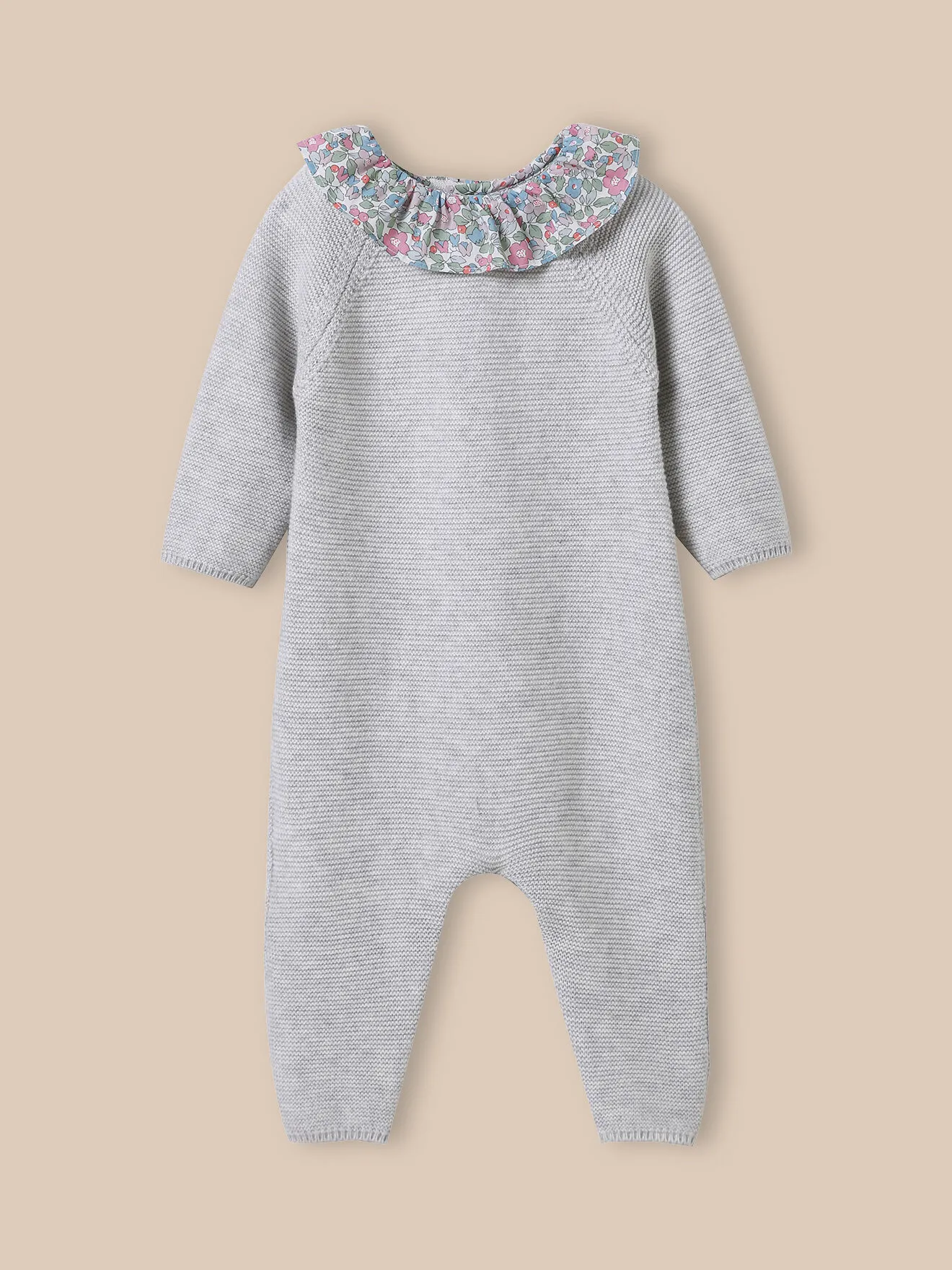 Combinaison en tricot col en tissu liberty Gris