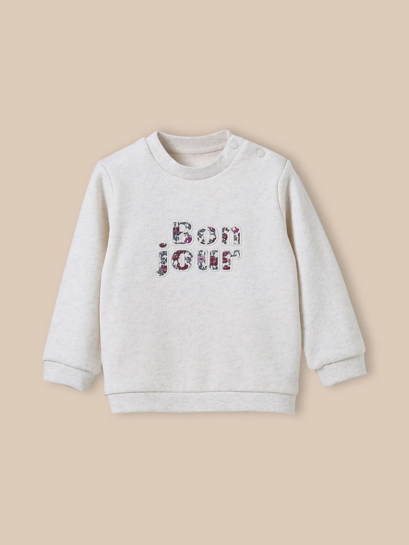 Sweat lettres en tissu liberty en coton biologique Beige