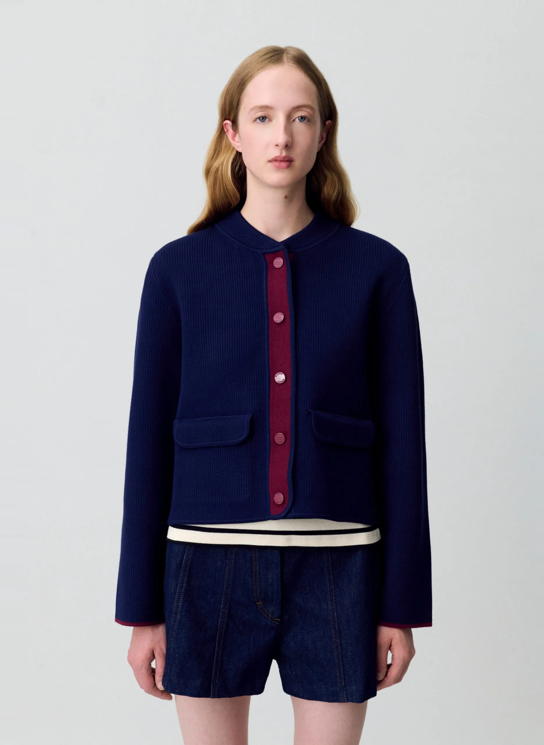 Cardigan col teddy bicolore Multicolore