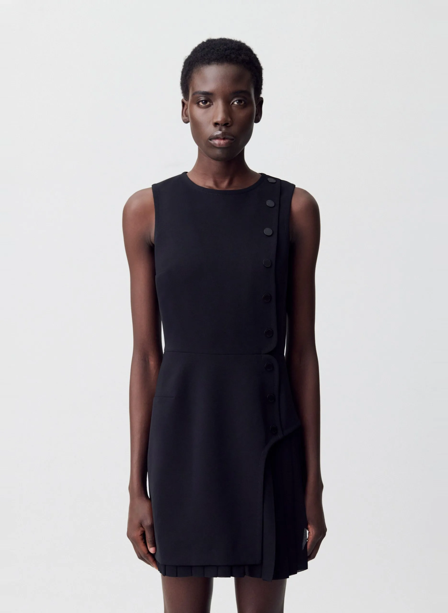 Robe courte col rond Noir RENATA