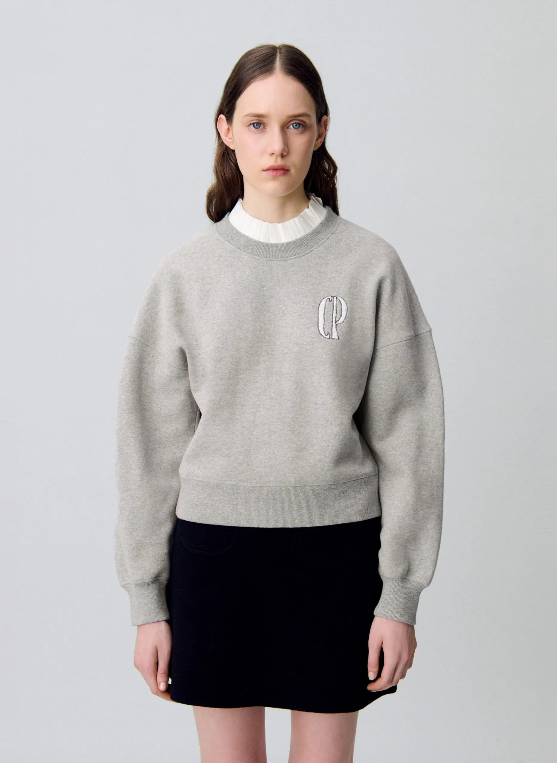 Sweat oversize en coton mélangé Gris TIFANY