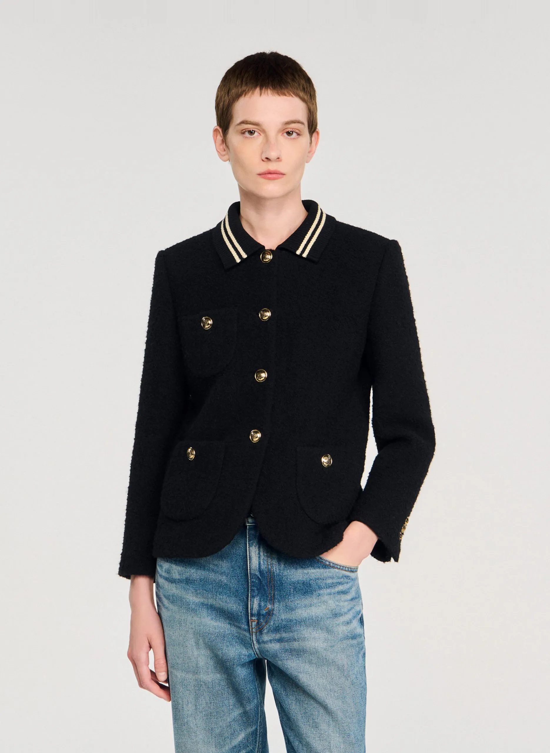 Veste de tailleur à col chemise Noir