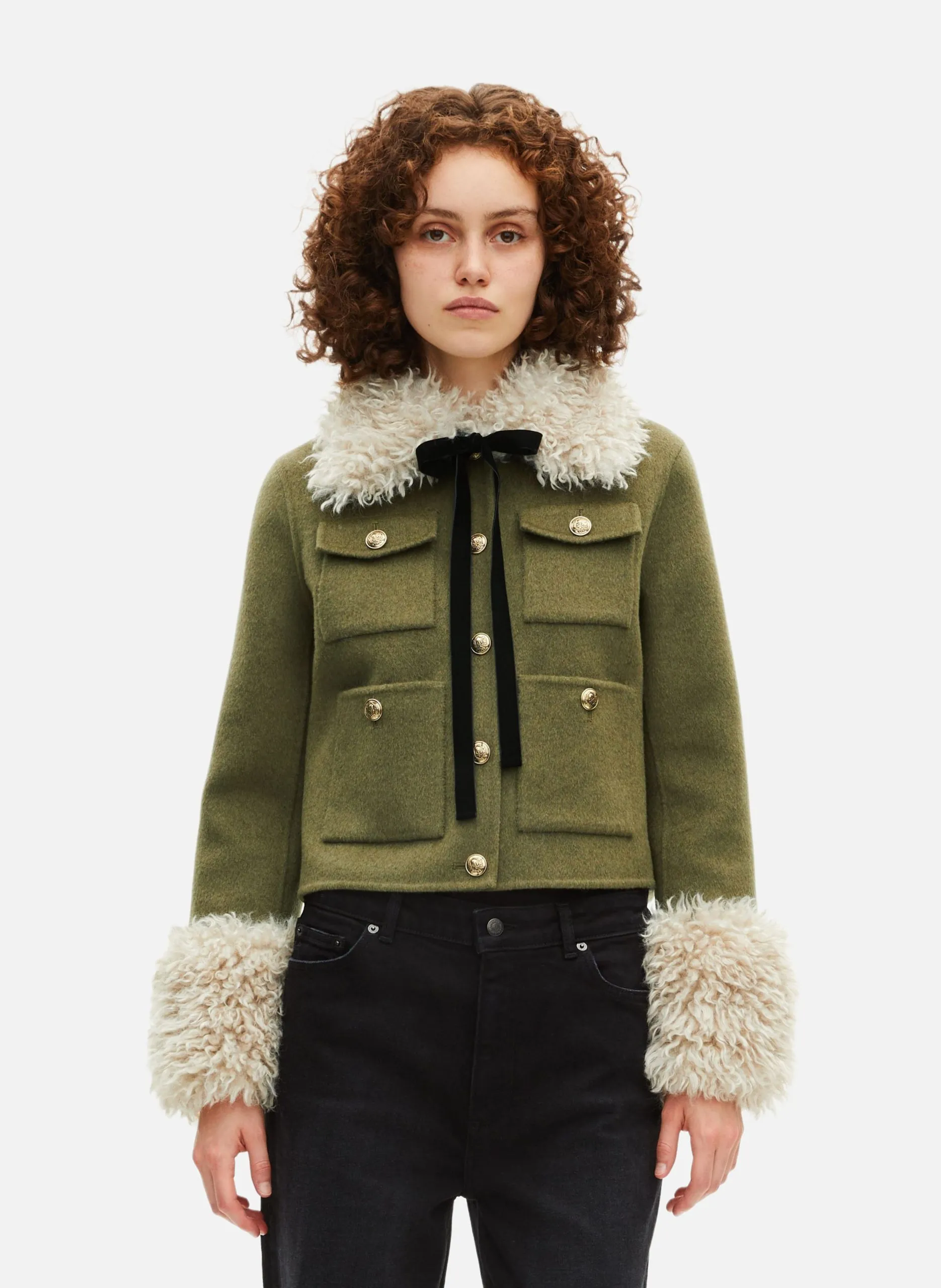 Blouson col sherpa Vert