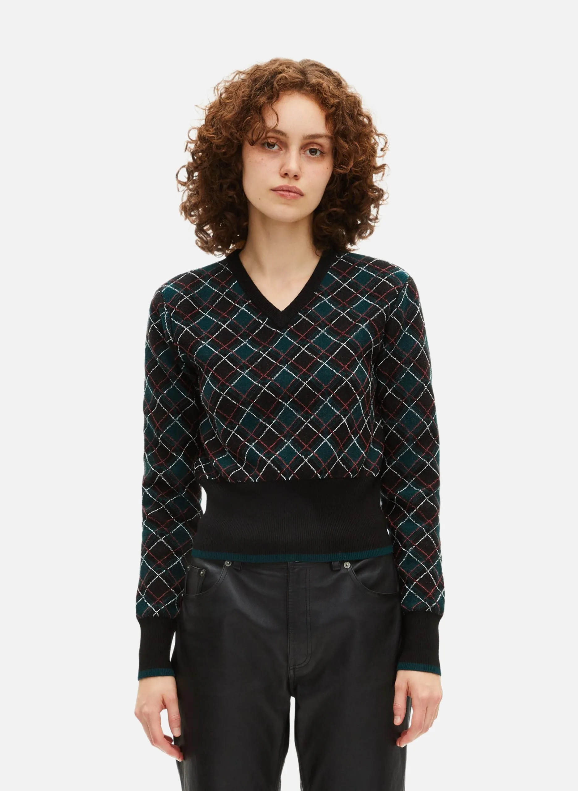 Pull à carreaux Noir