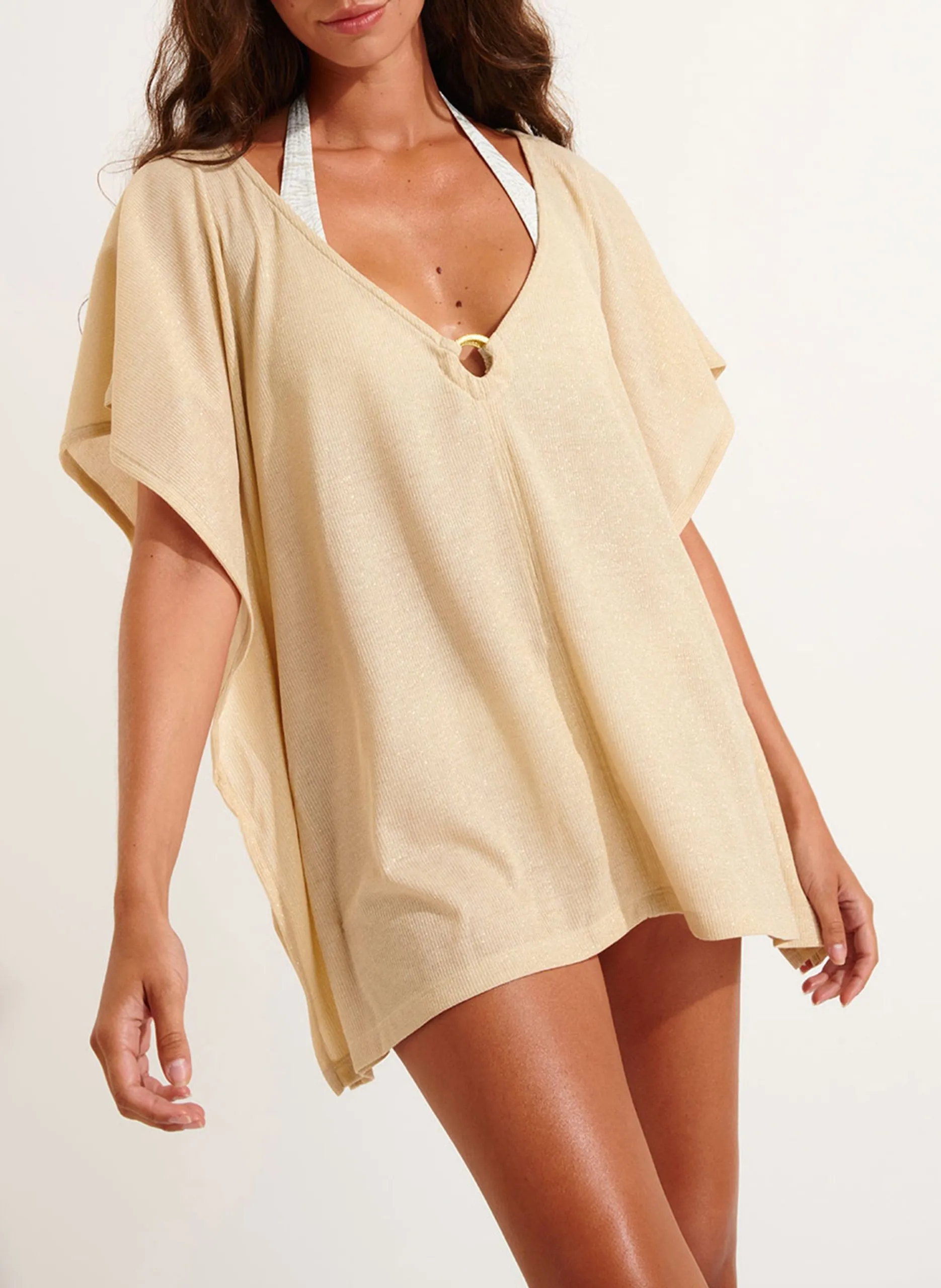 Tee-shirt col v Beige YASMINE HAMAMET