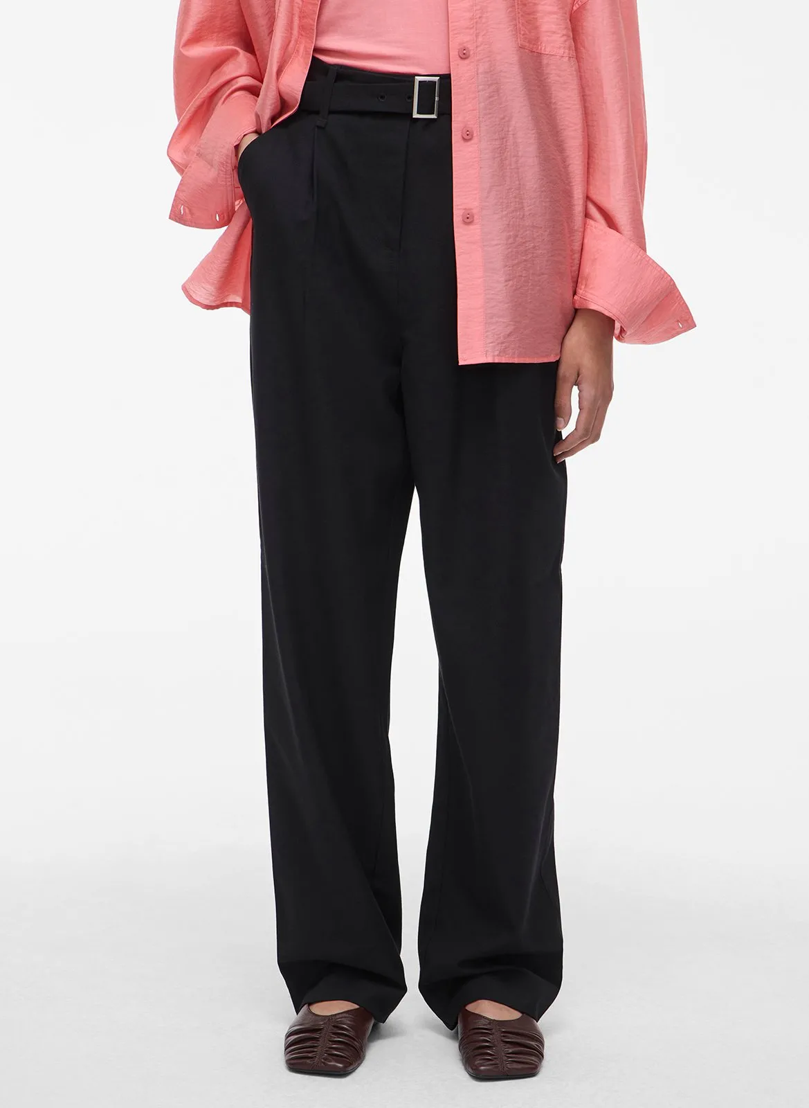 Pantalon à pinces taille haute Noir MADDIE