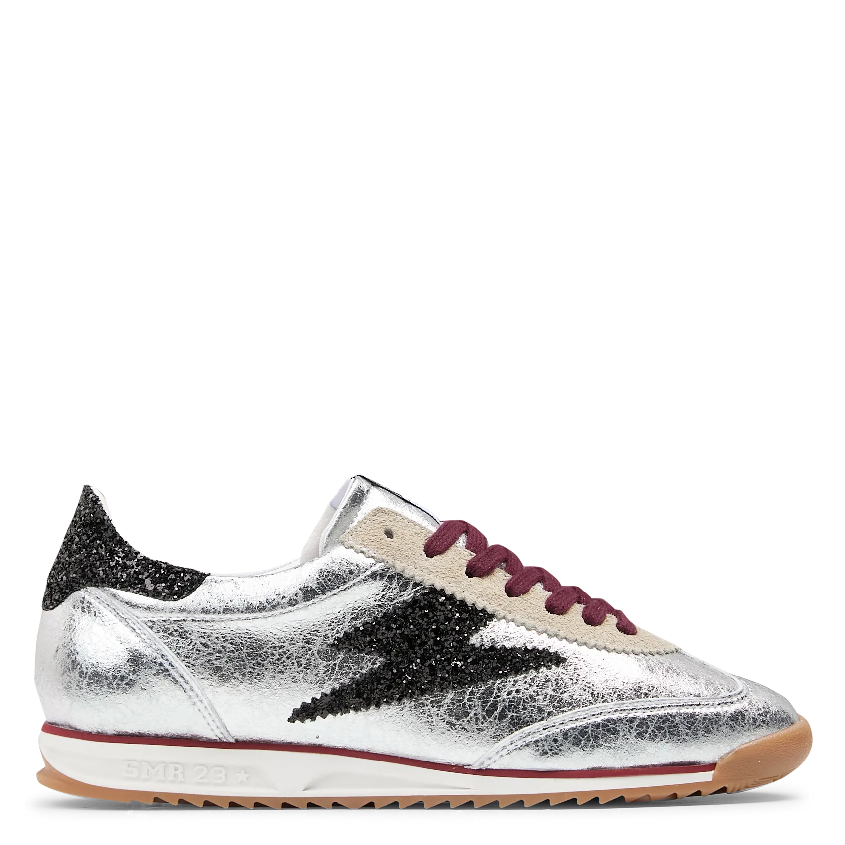 Baskets basses en cuir mélangé Argent JOYCE