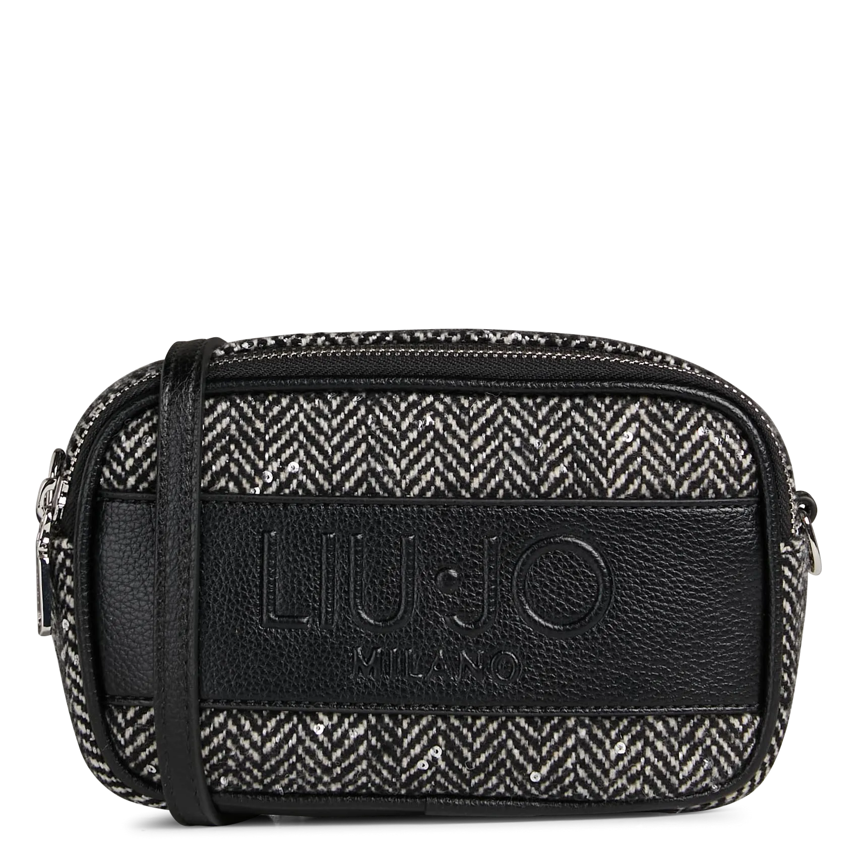 Sac bandoulière bi-matière Noir