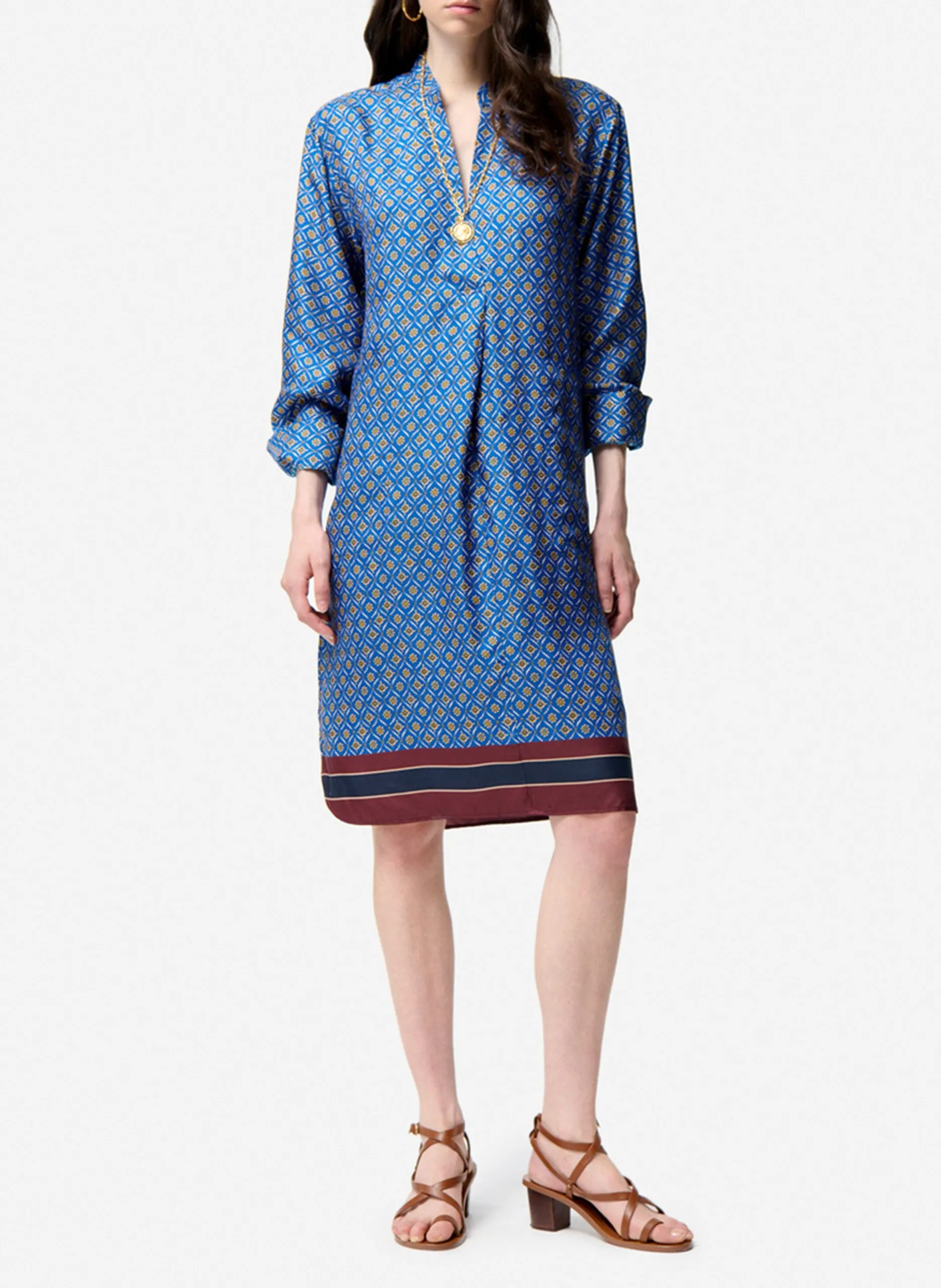 Robe midi fluide imprimée Bleu ELORINA